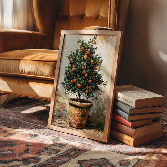 Terracotta and Sunlight: Potted Orange Tree Still Life