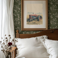 Rusted Red: Tractor at Rest in Golden Grass