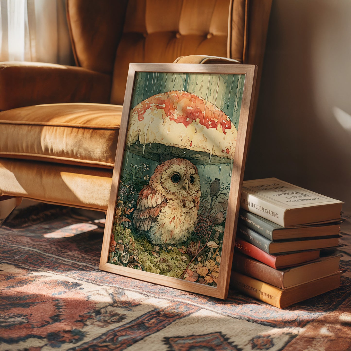 Sheltering Owl Beneath the Toadstool