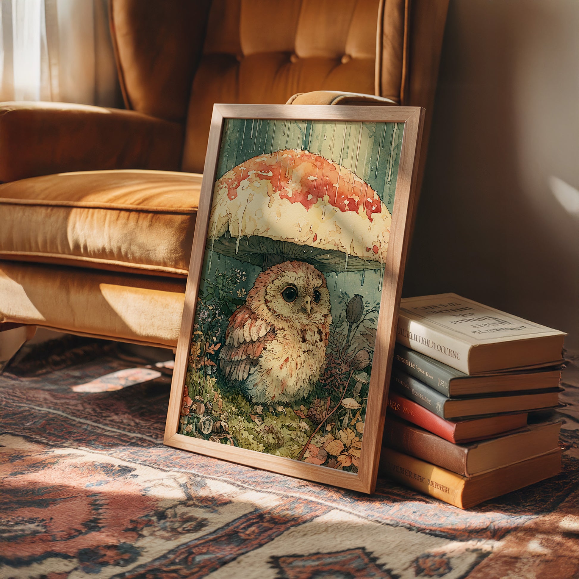 Sheltering Owl Beneath the Toadstool