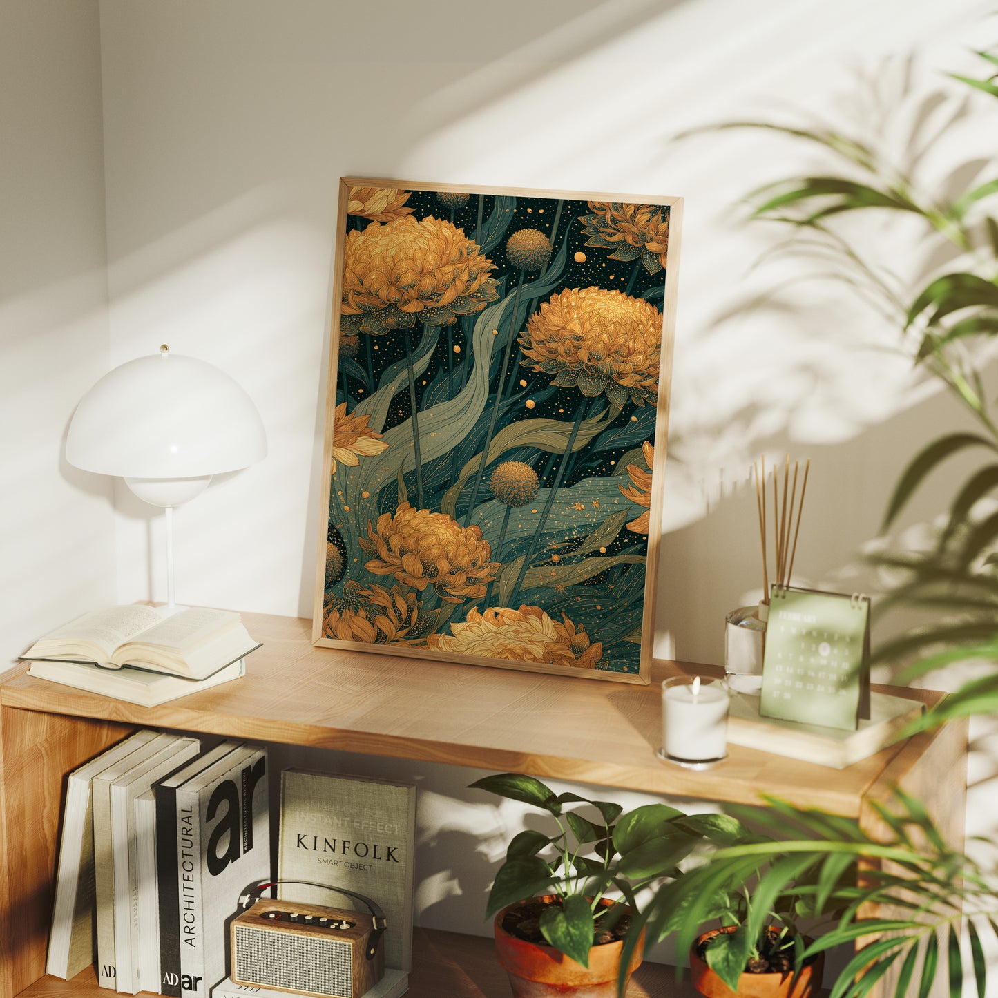 Golden Blooms in the Dark Garden: Marigold Study II