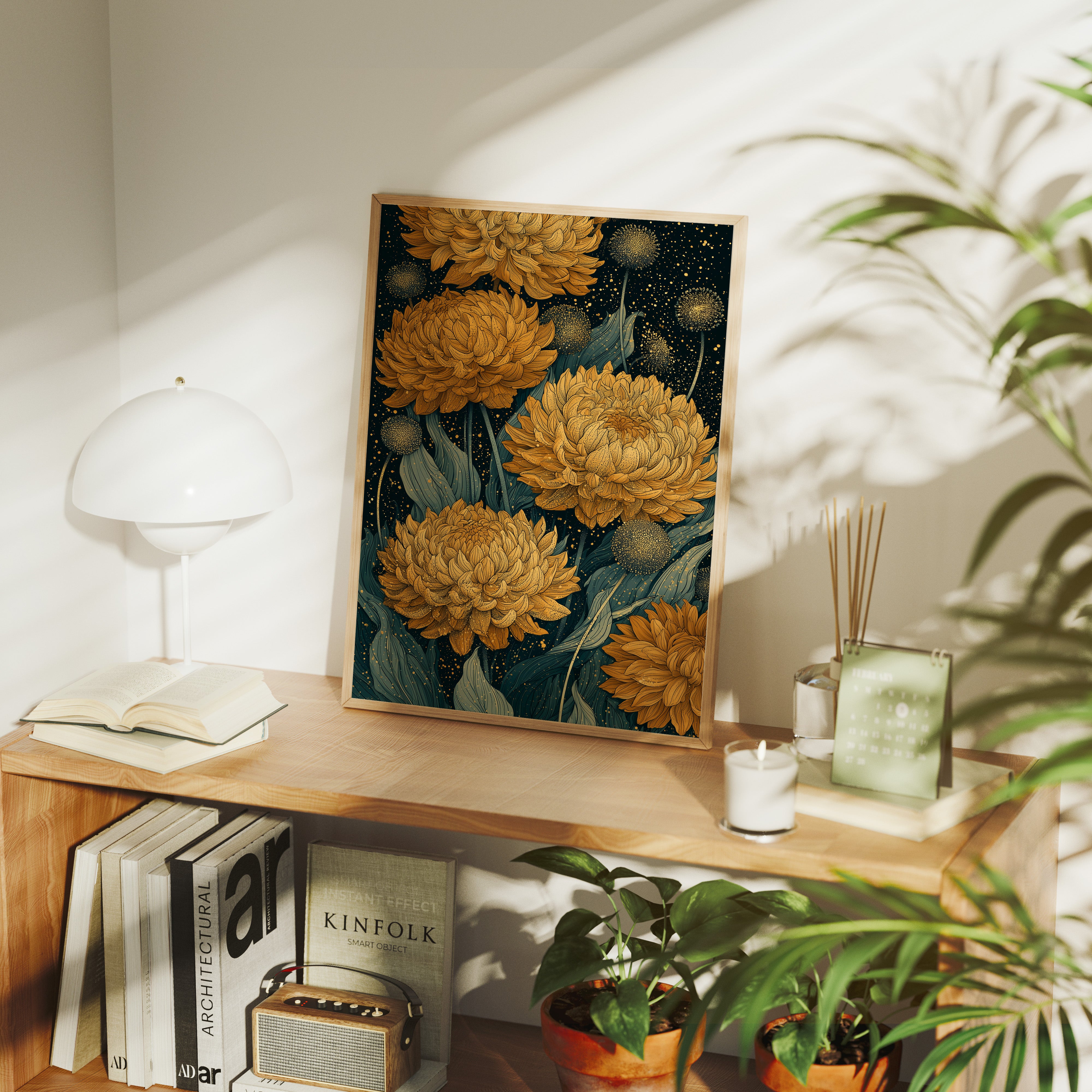 Chrysanthemums and Dandelion Stars: Dark Botanical III