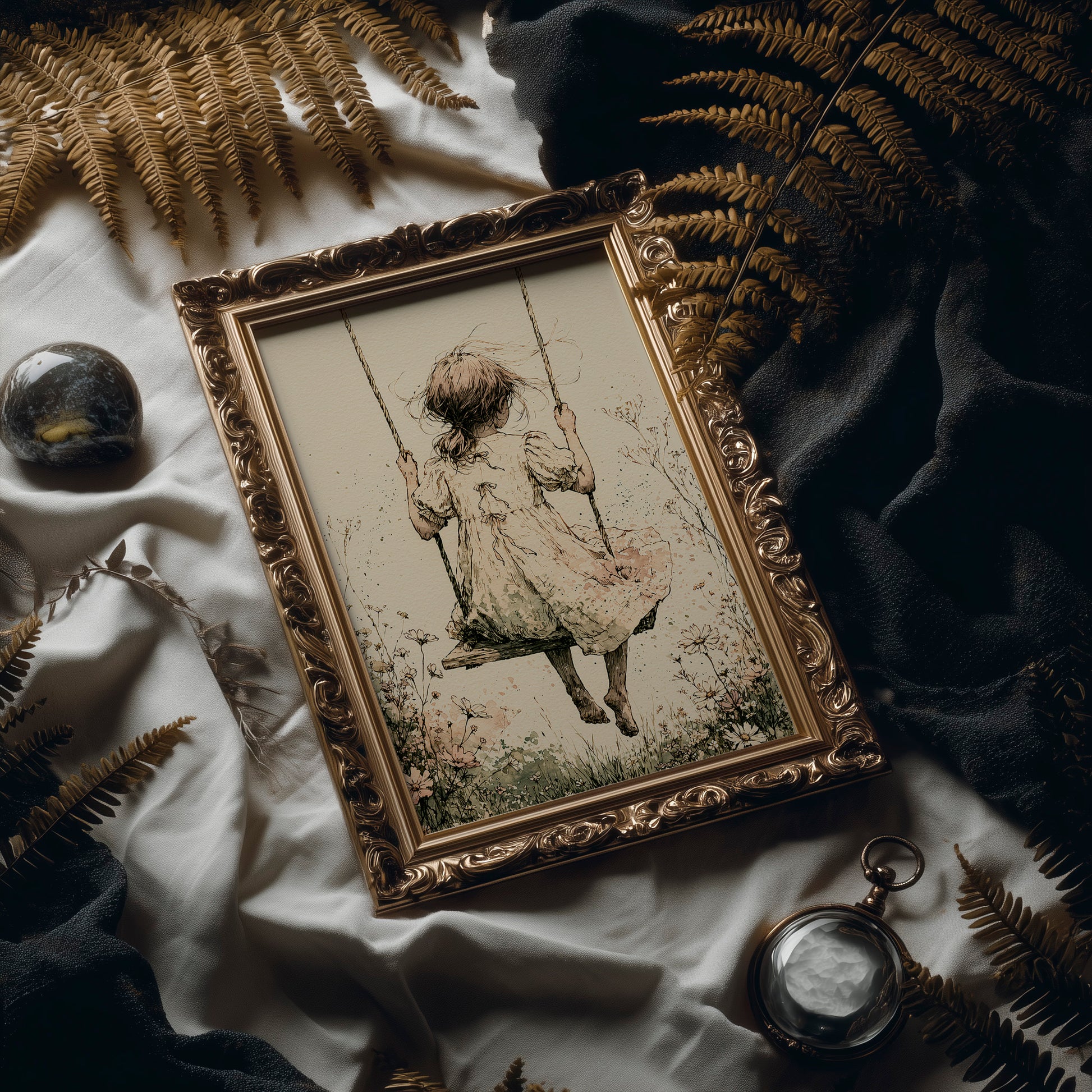 The Wildflower Swing: A Girl's Quiet Sway