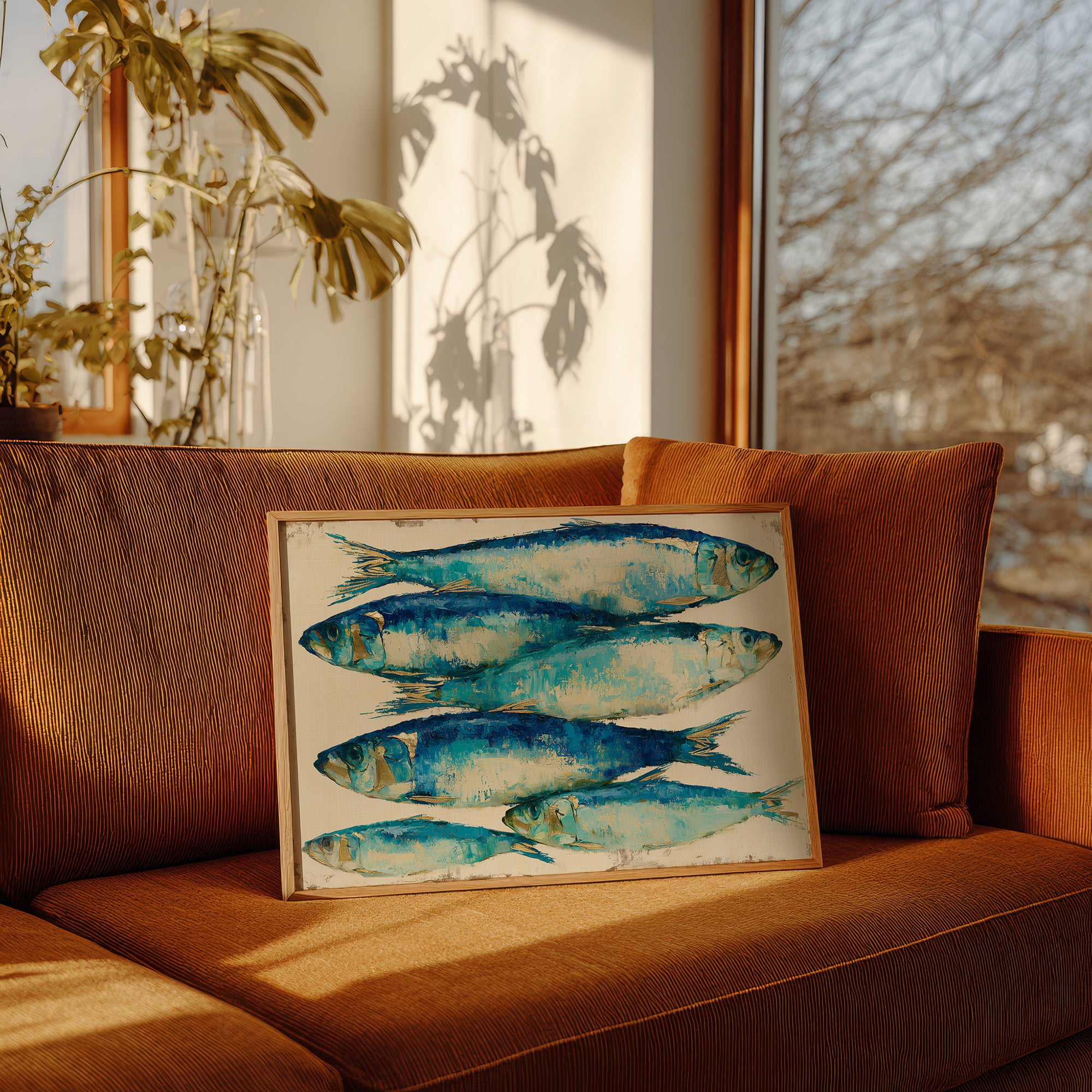 Bold Sardines in Cobalt & Gold