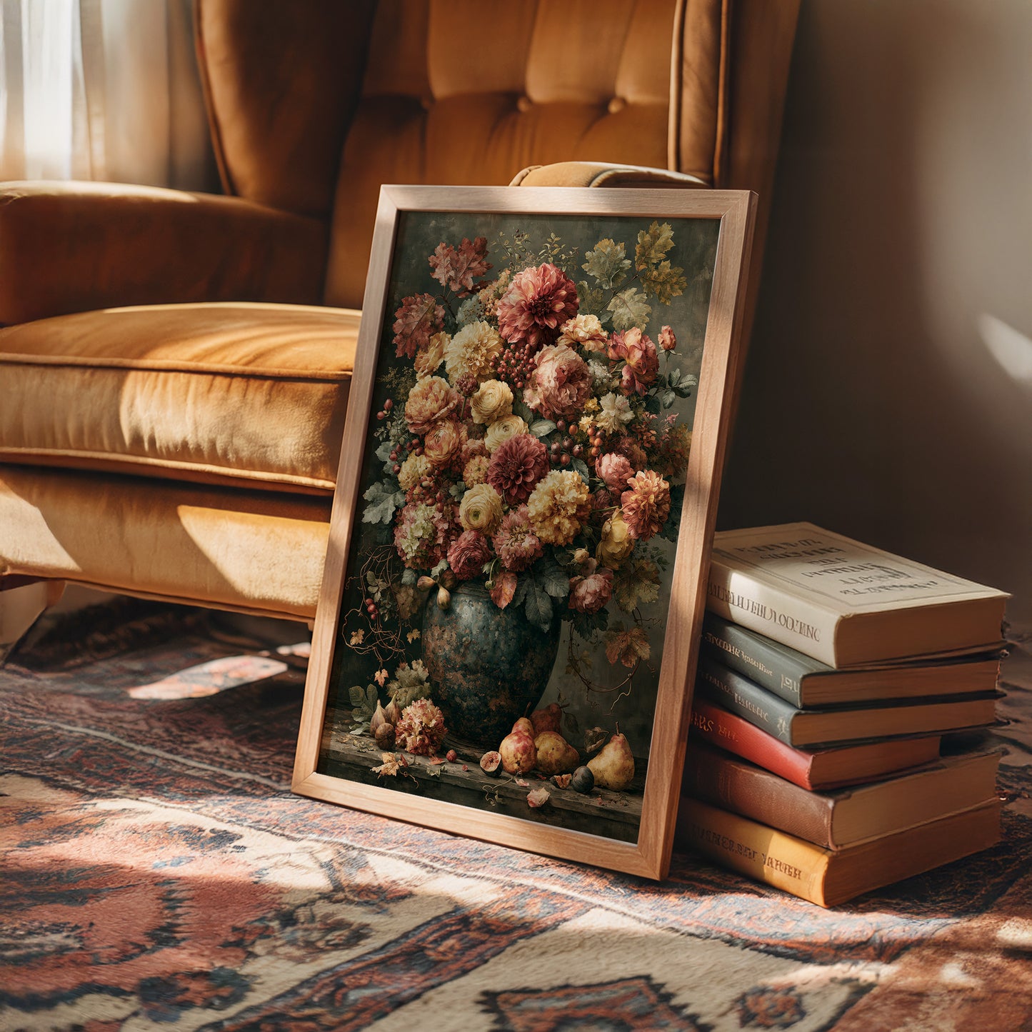 Ripened Figs and Roses: A Verdigris Urn Still Life