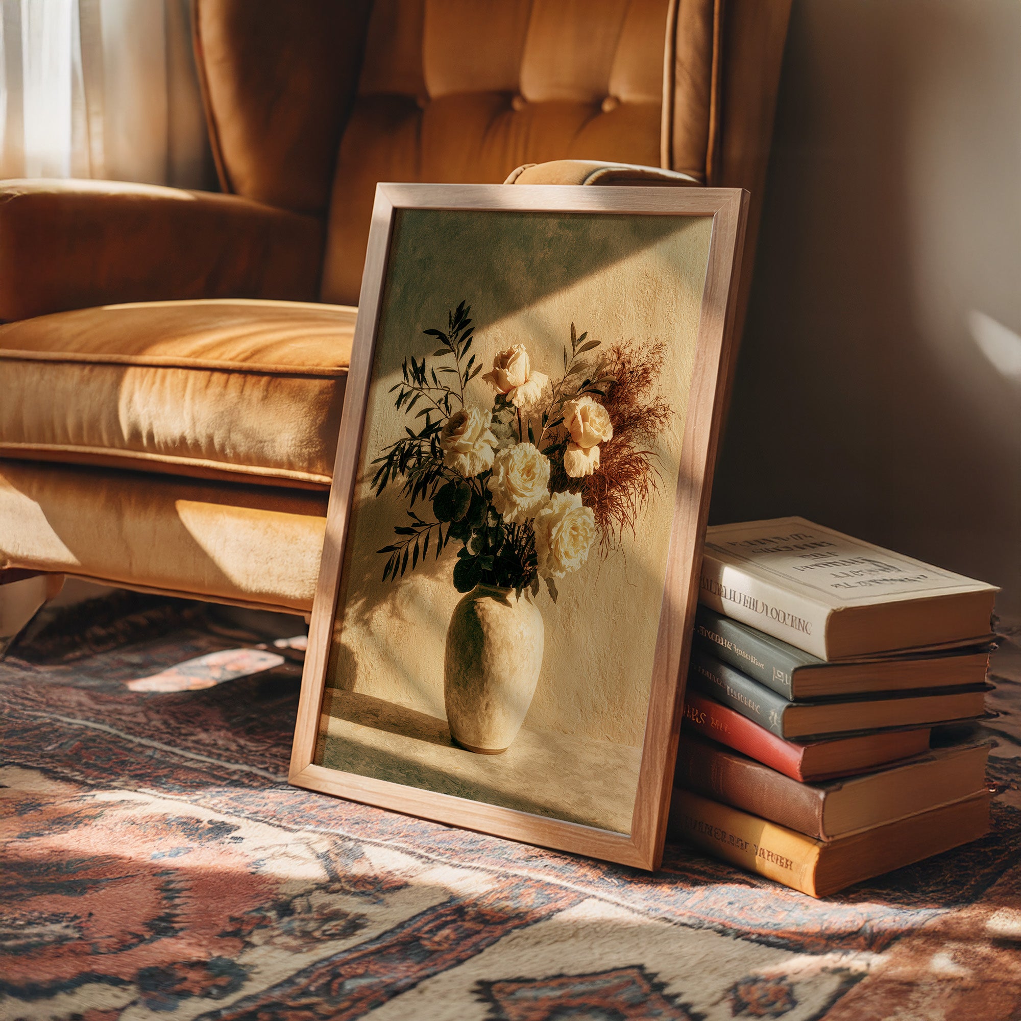 Cream Roses in Golden Shadow