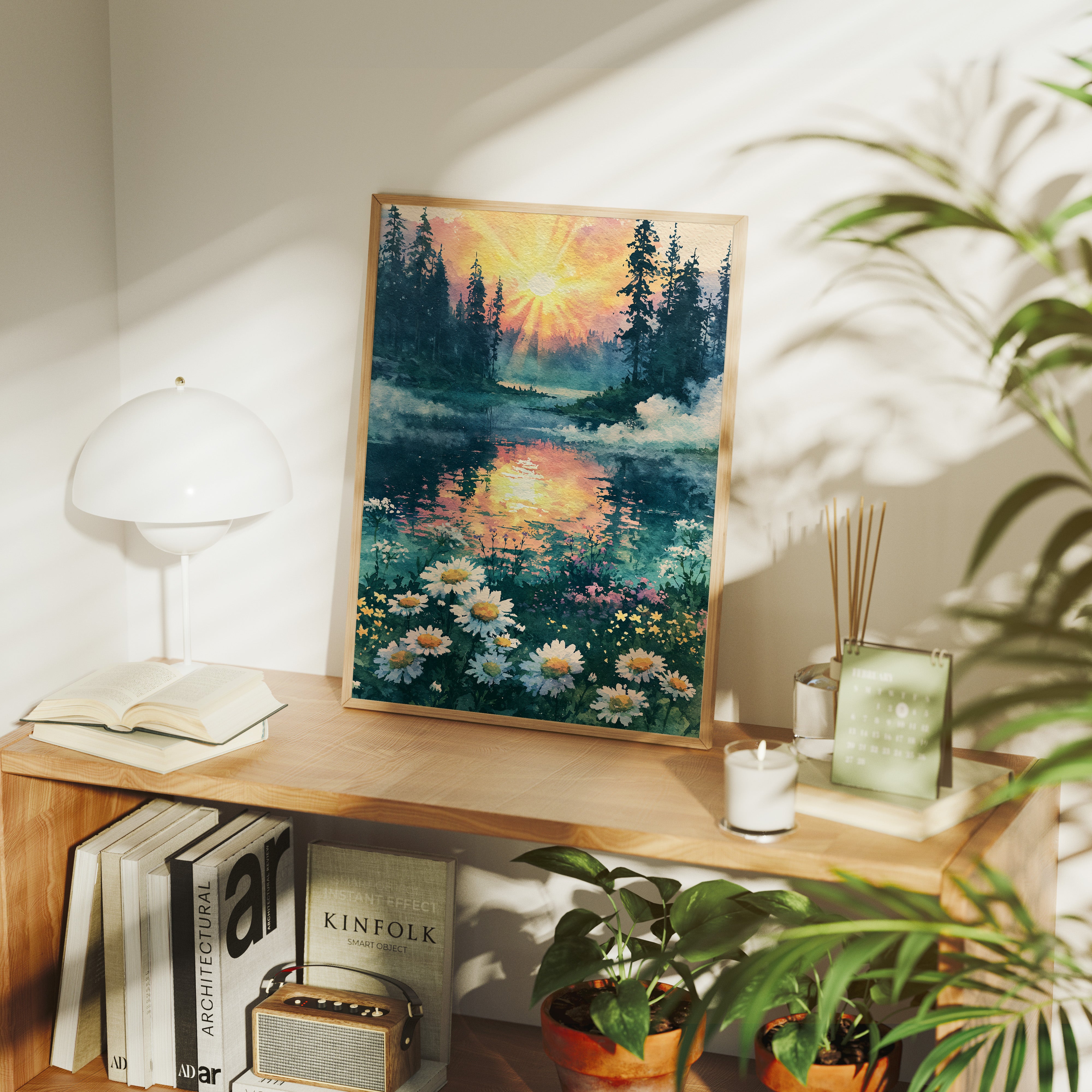 Sunrise Reflected on the Forest Pond