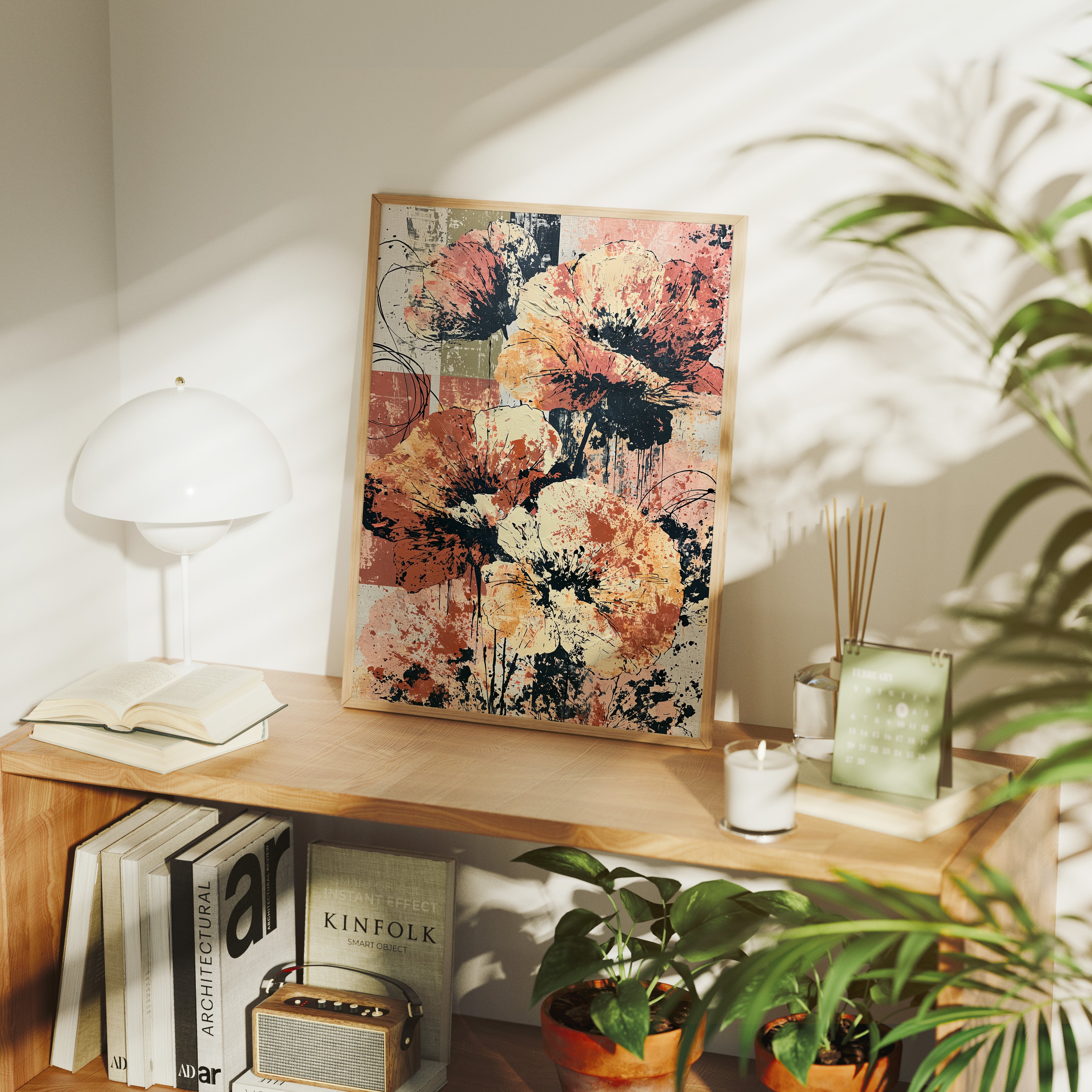 Amber Blooms in Ink & Drip