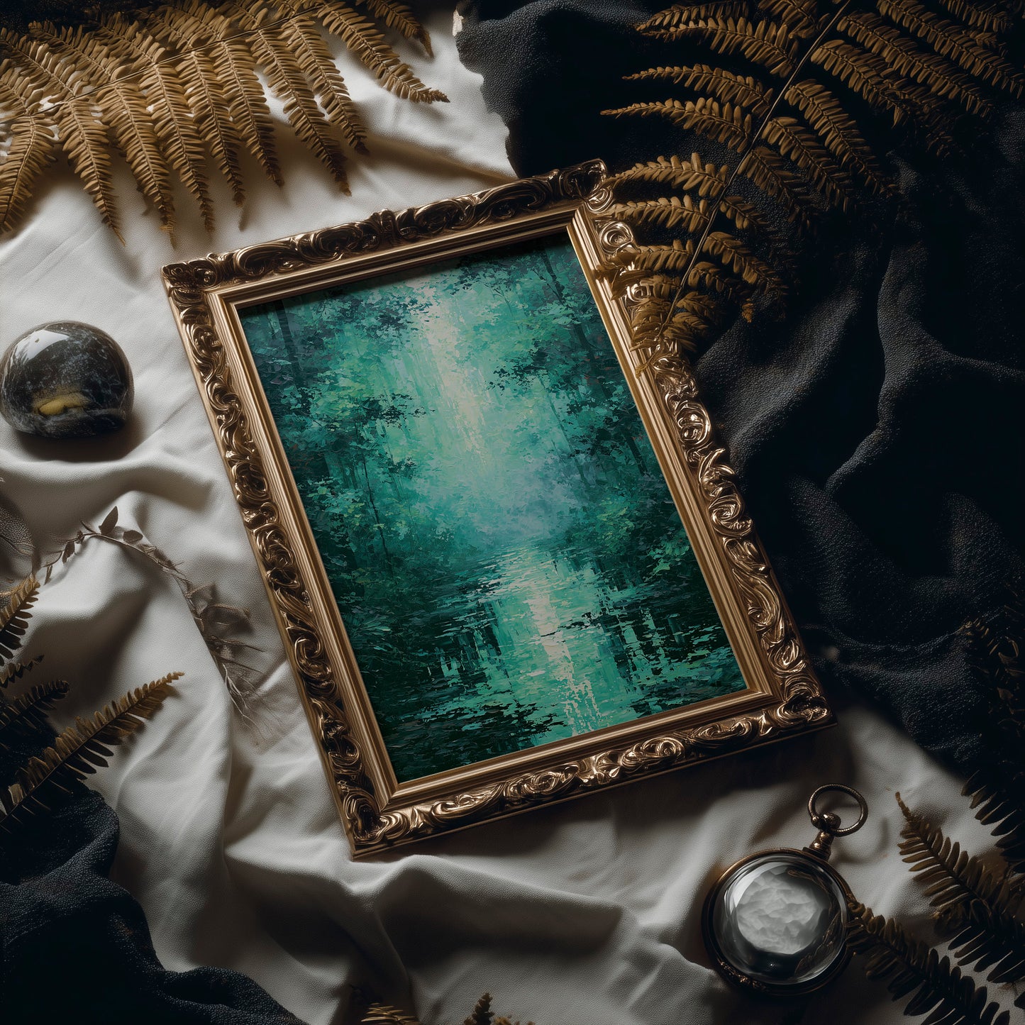Emerald Light Between Trees