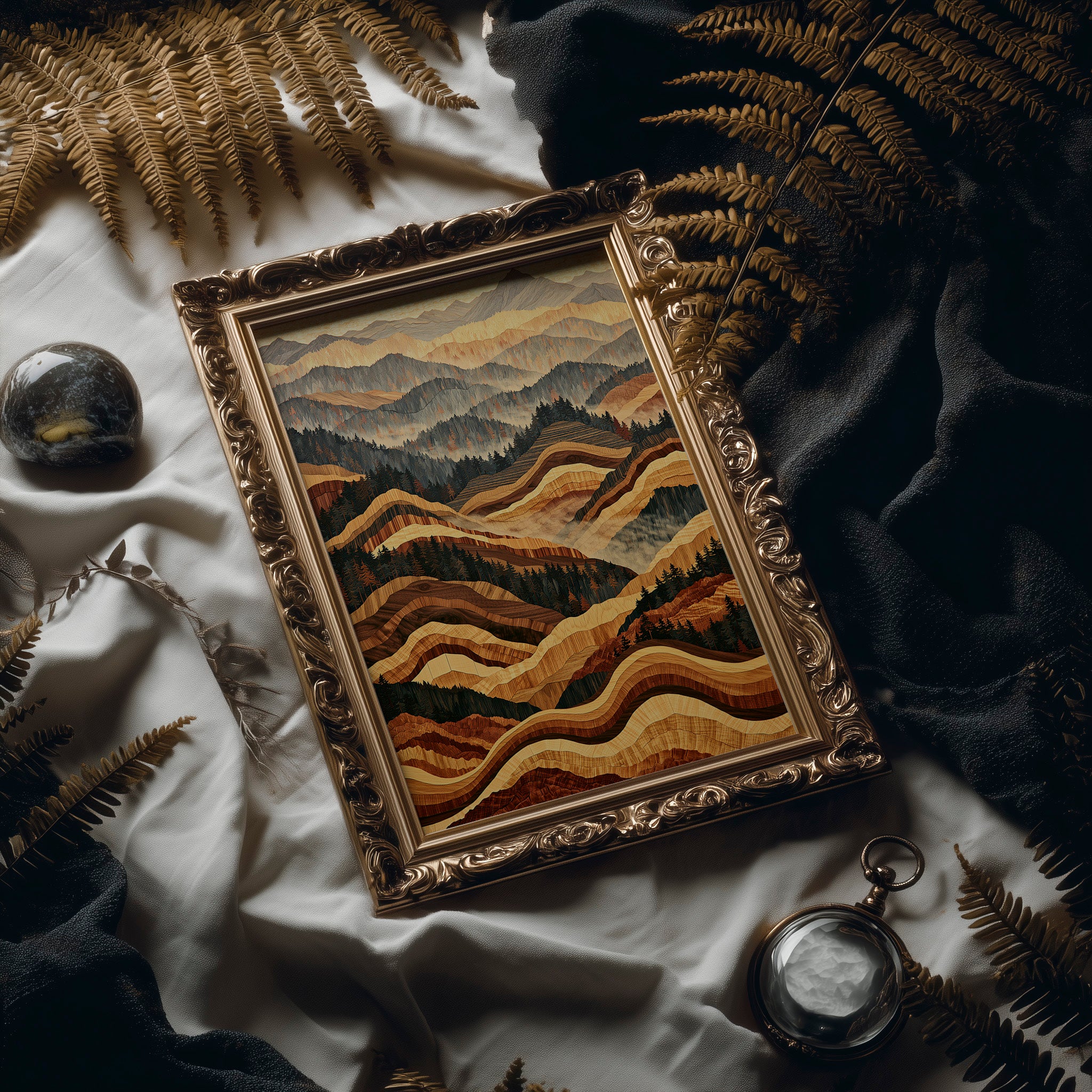 Rolling Foothills in Marquetry