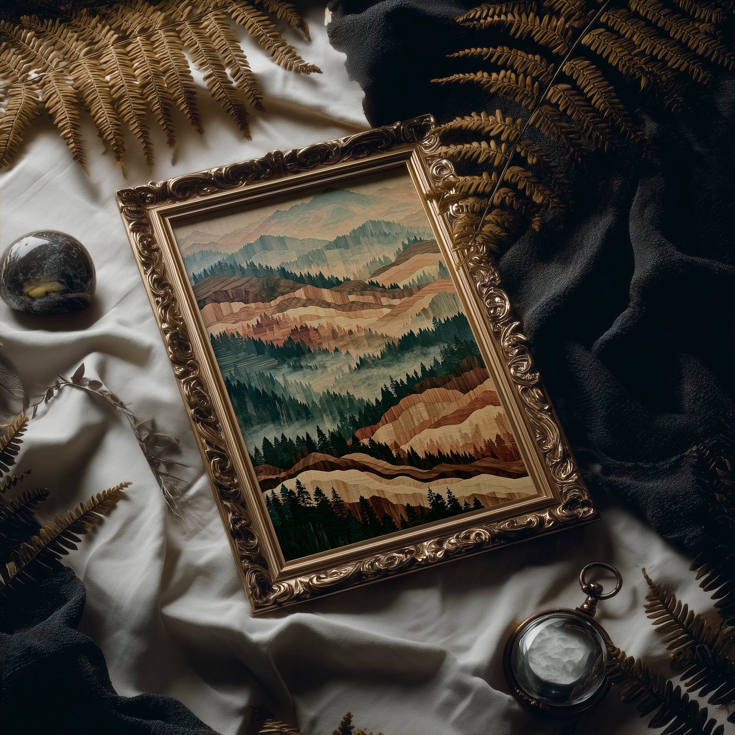 Misted Valley in Marquetry