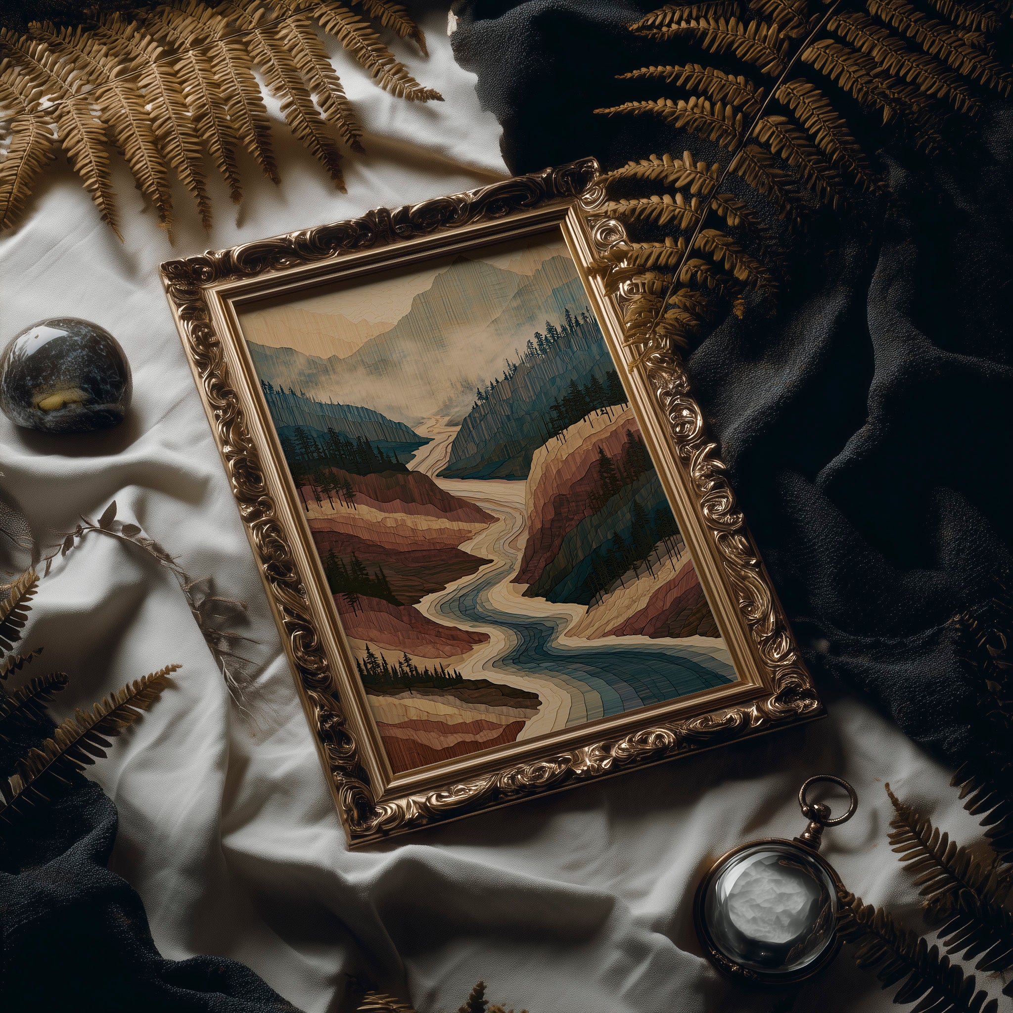 Winding River in Marquetry