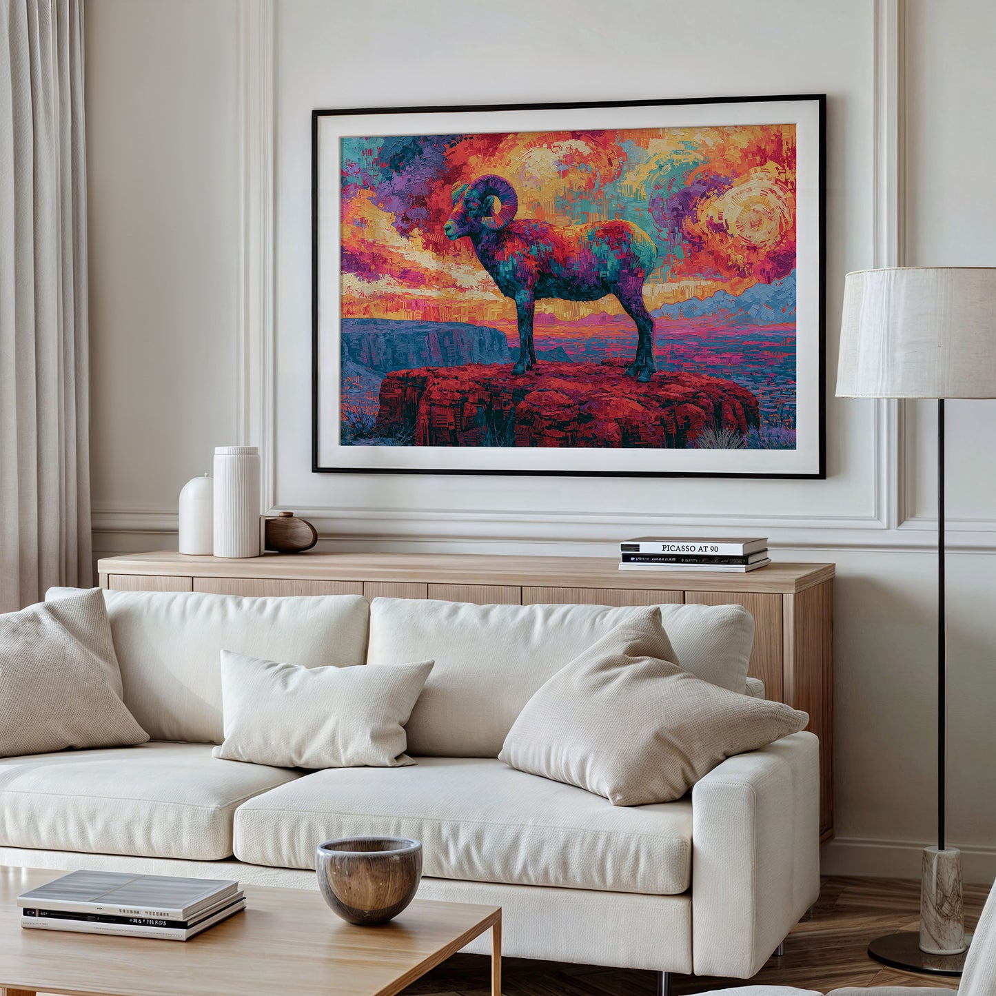 Bighorn Ram, Canyon Sky Ablaze