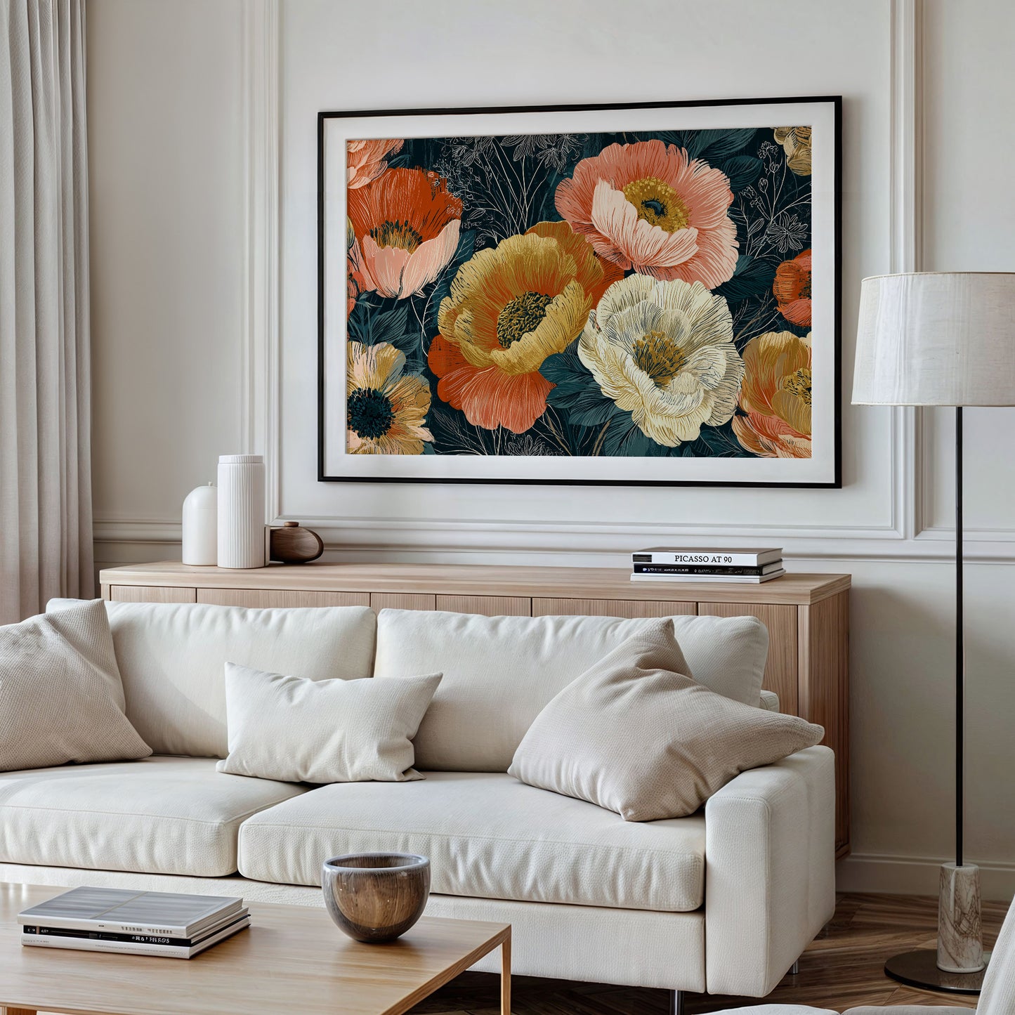Anemones in Full Bloom, Dark Botanical