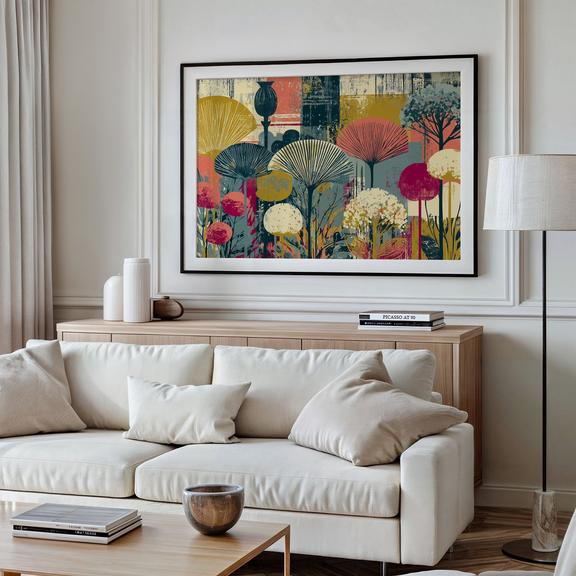 Fan Flowers, Retro Botanical Collage