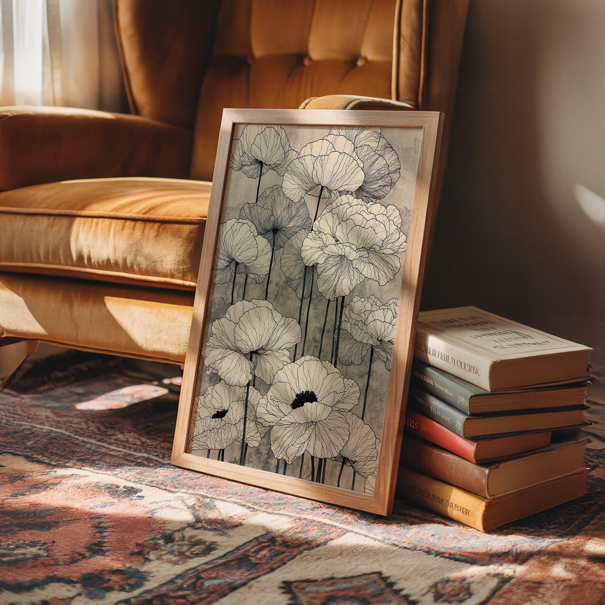 Faded Poppies on Parchment