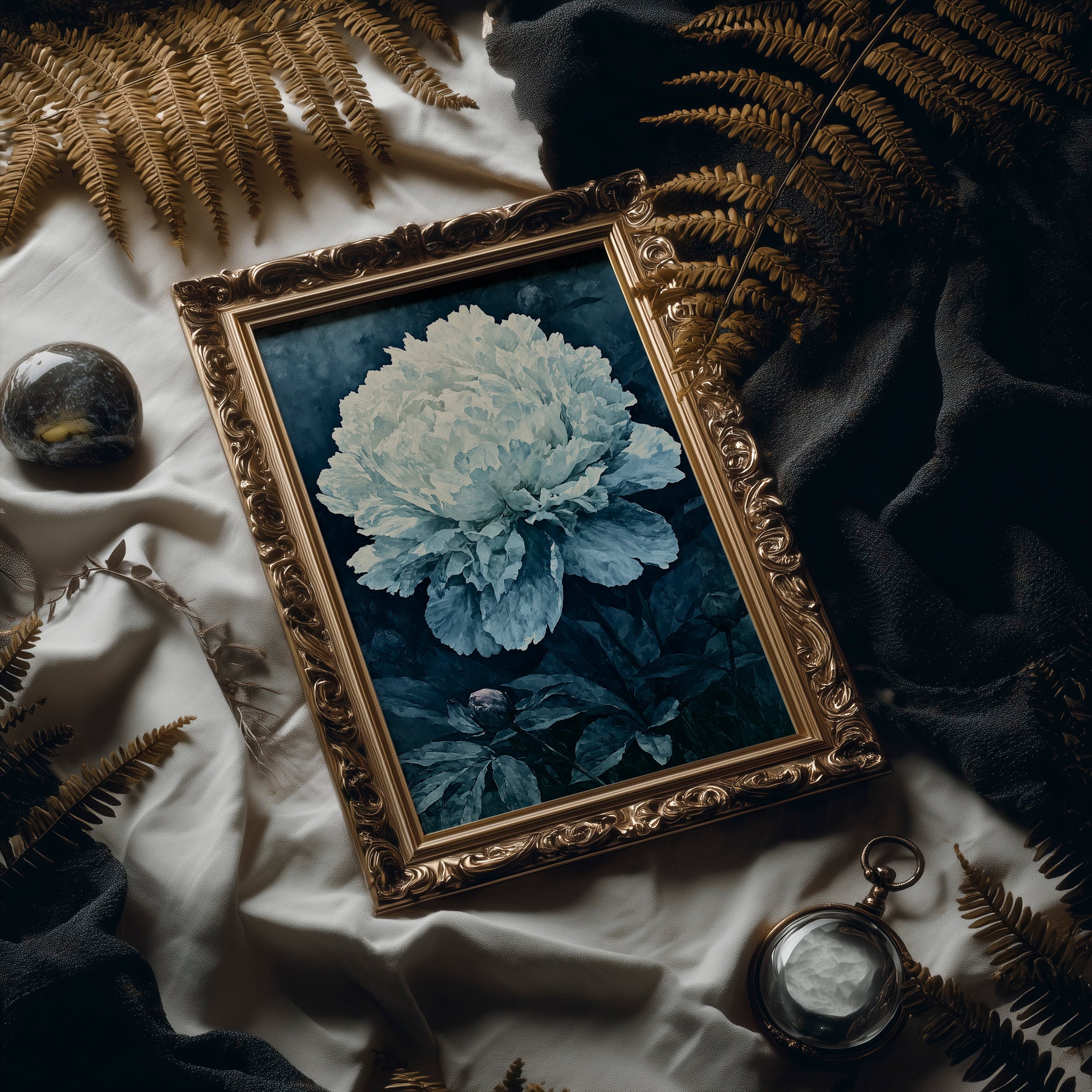 Frosted Peony in Blue