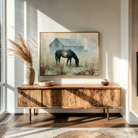 Grazing Horse, Foggy Farmstead