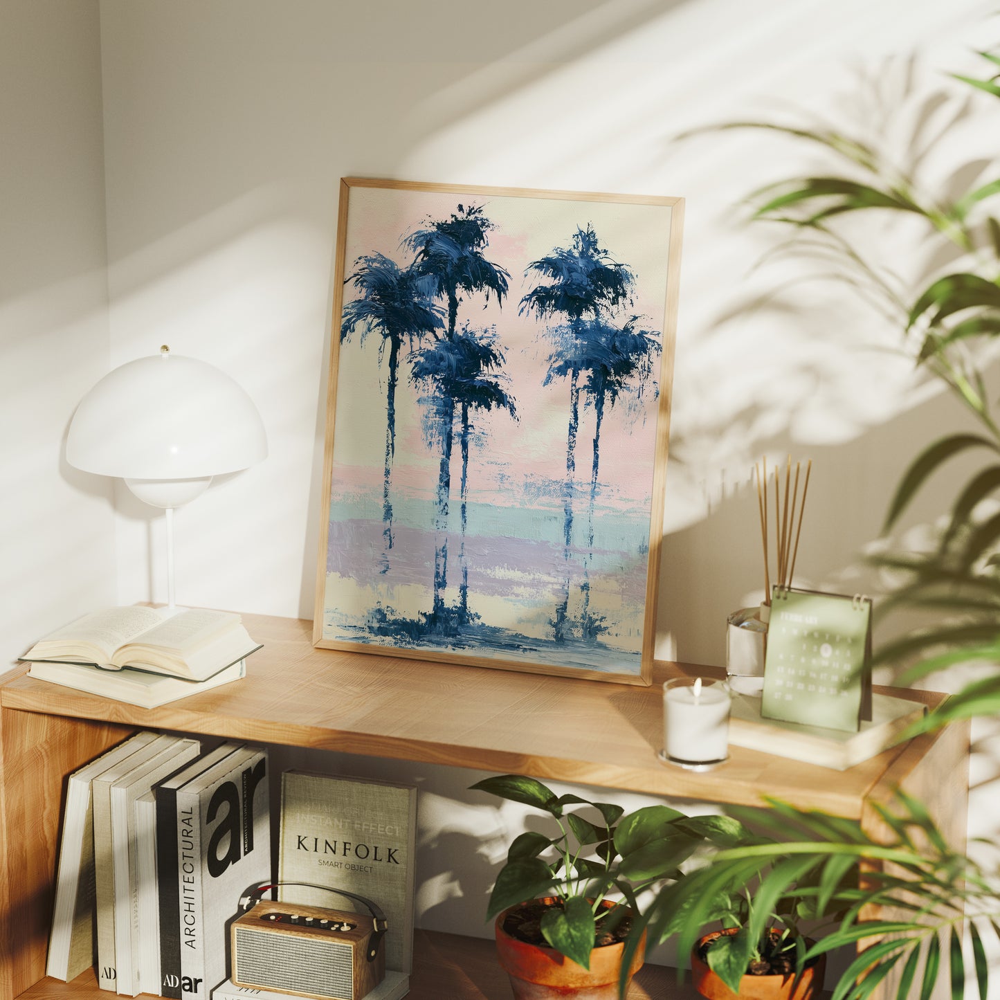 Navy Palms, Cotton Candy Sky