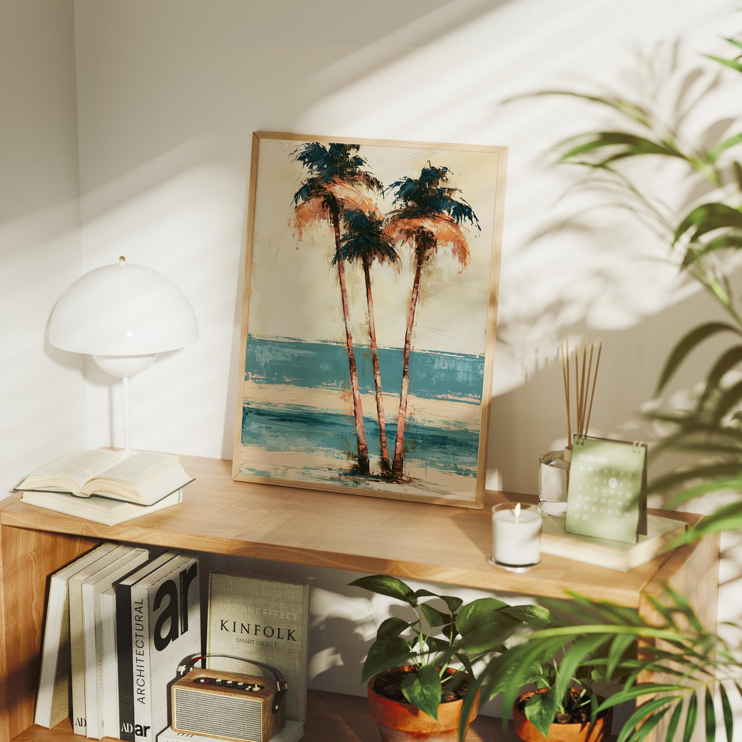 Palms Painted in Palette Knife Gold