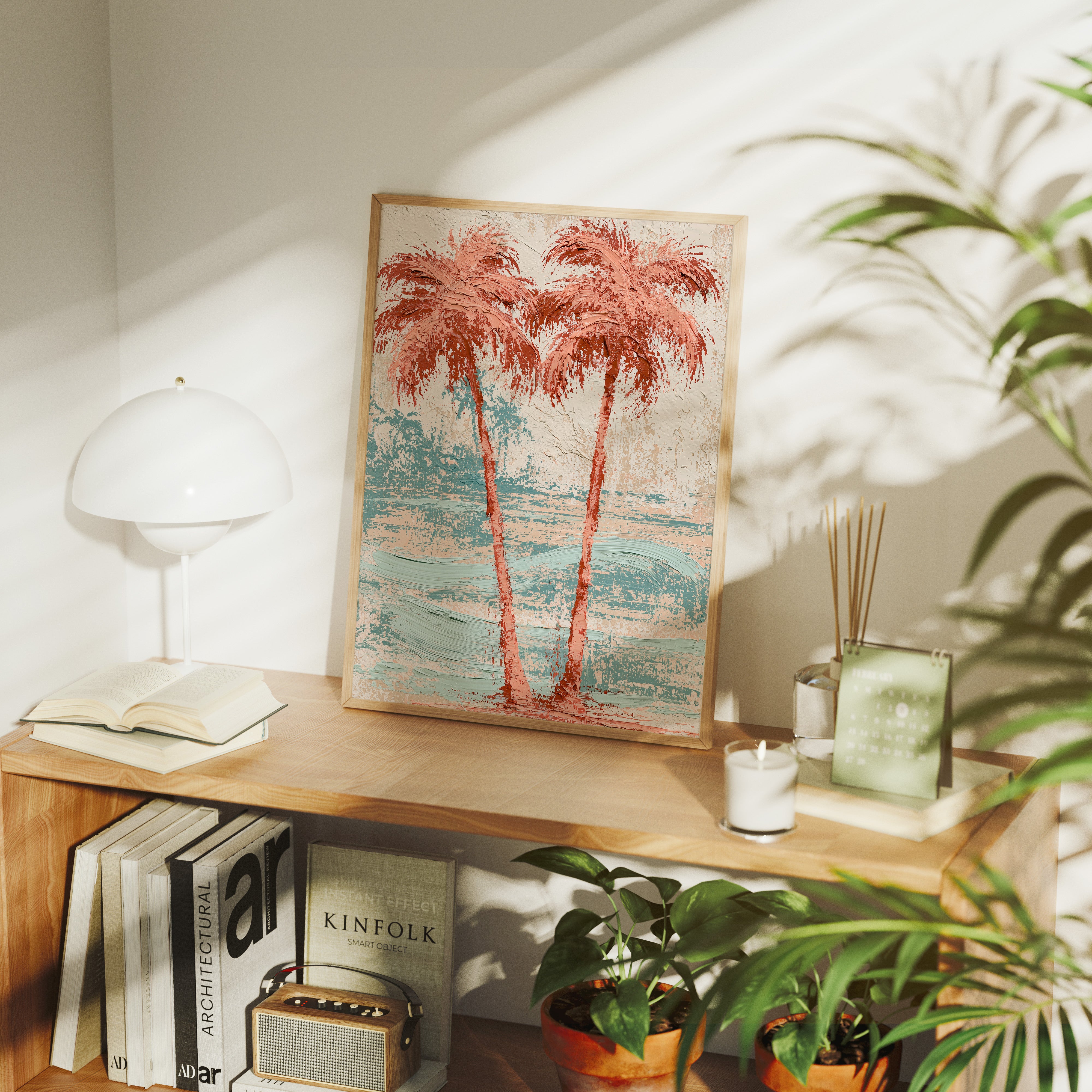 Two Palms Lean In, Coral Heart