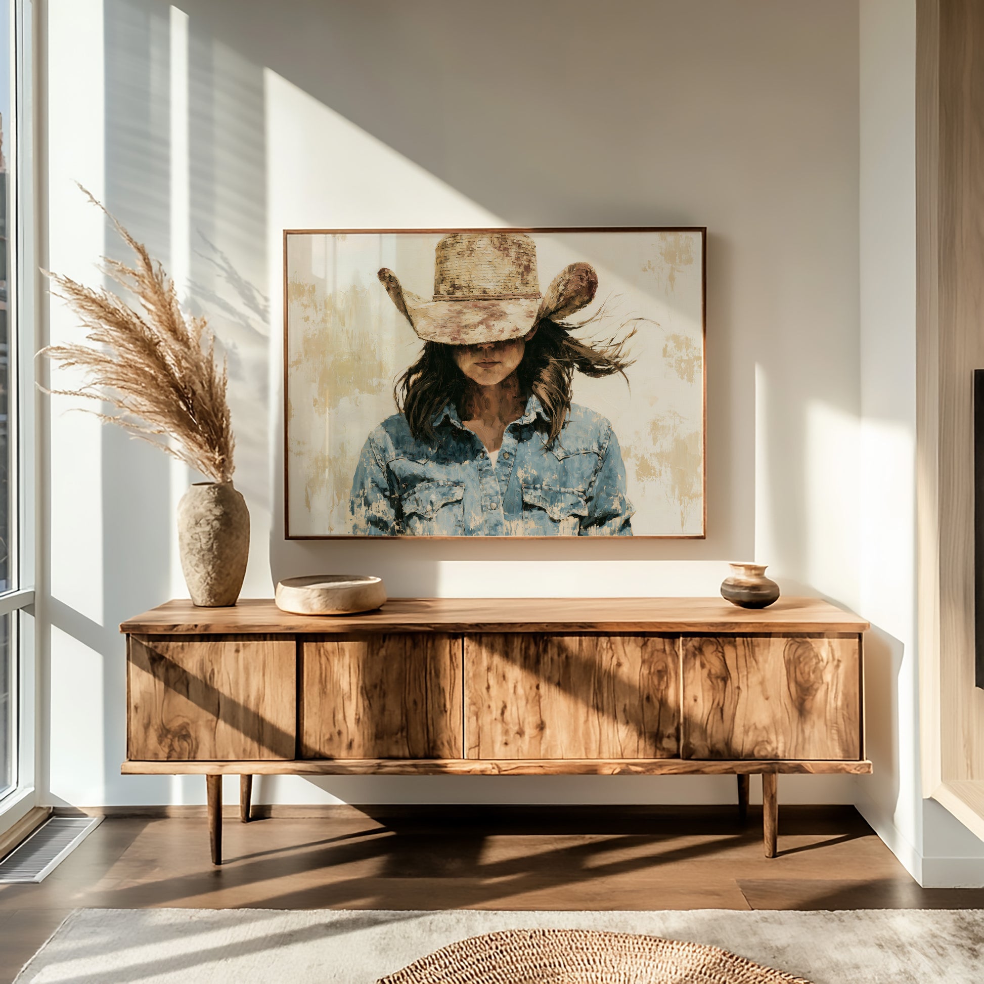 Cowgirl Beneath a Straw Hat