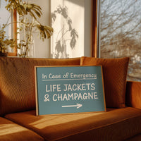 Life Jackets & Champagne Sign