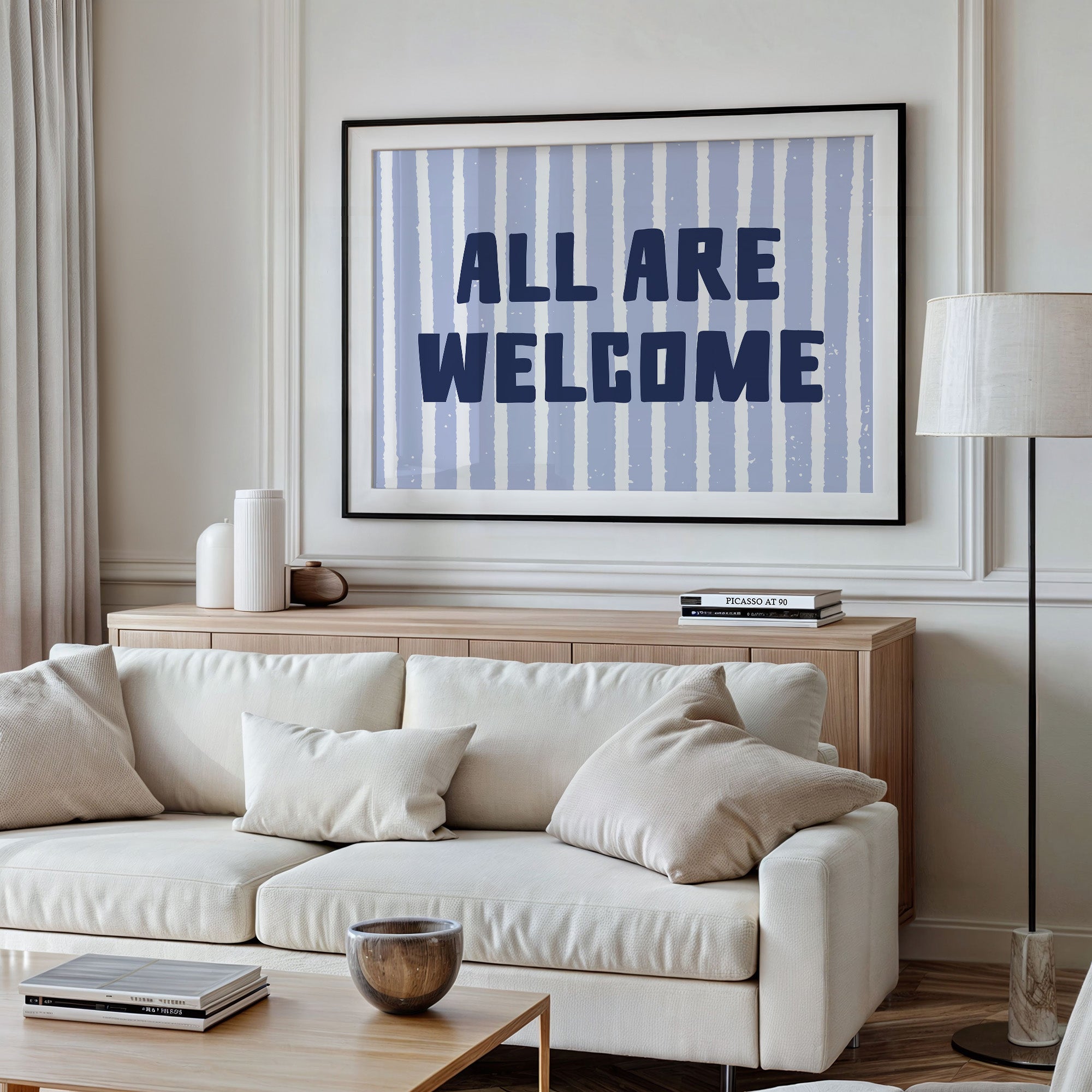 All Are Welcome Striped Print
