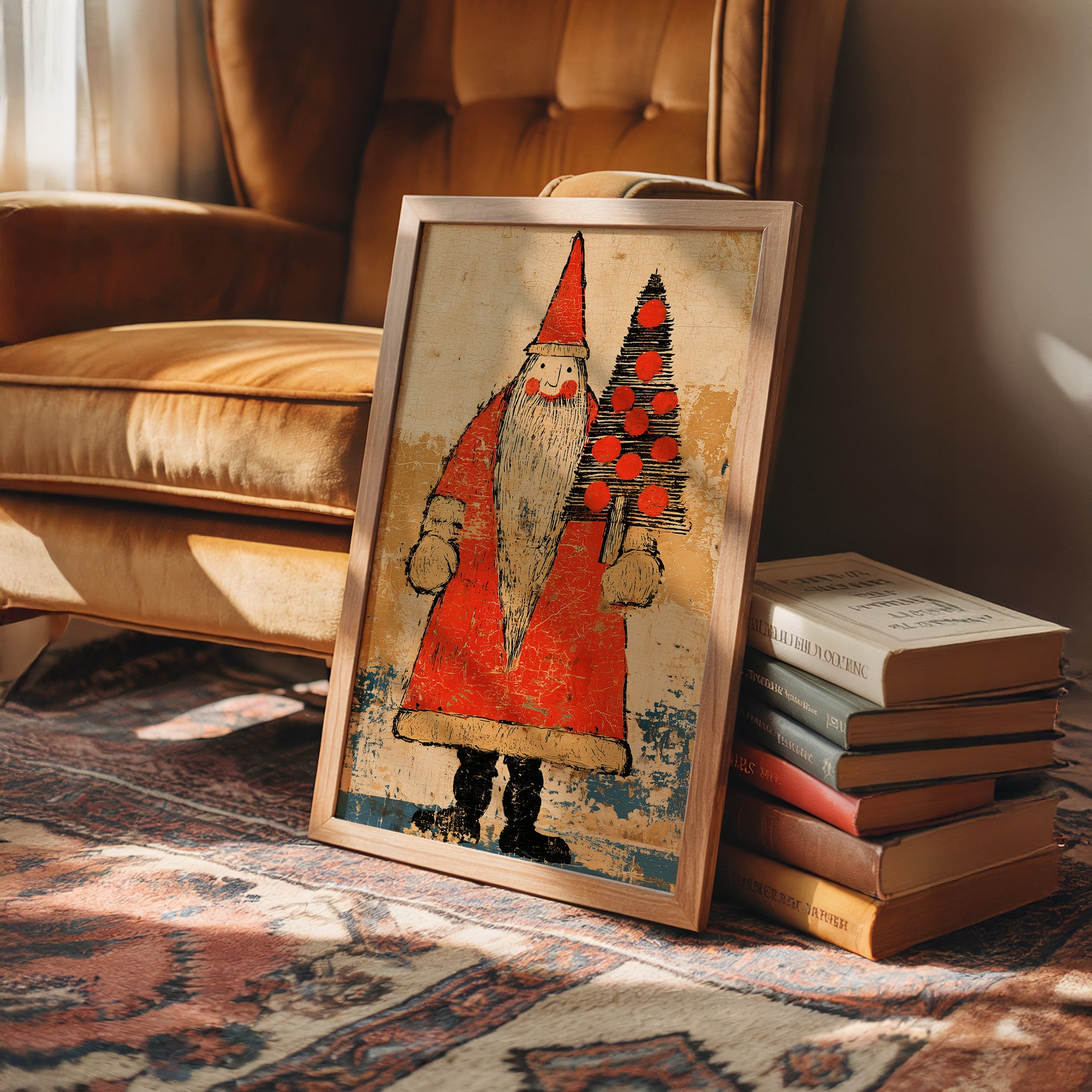 Primitive Santa & Tree