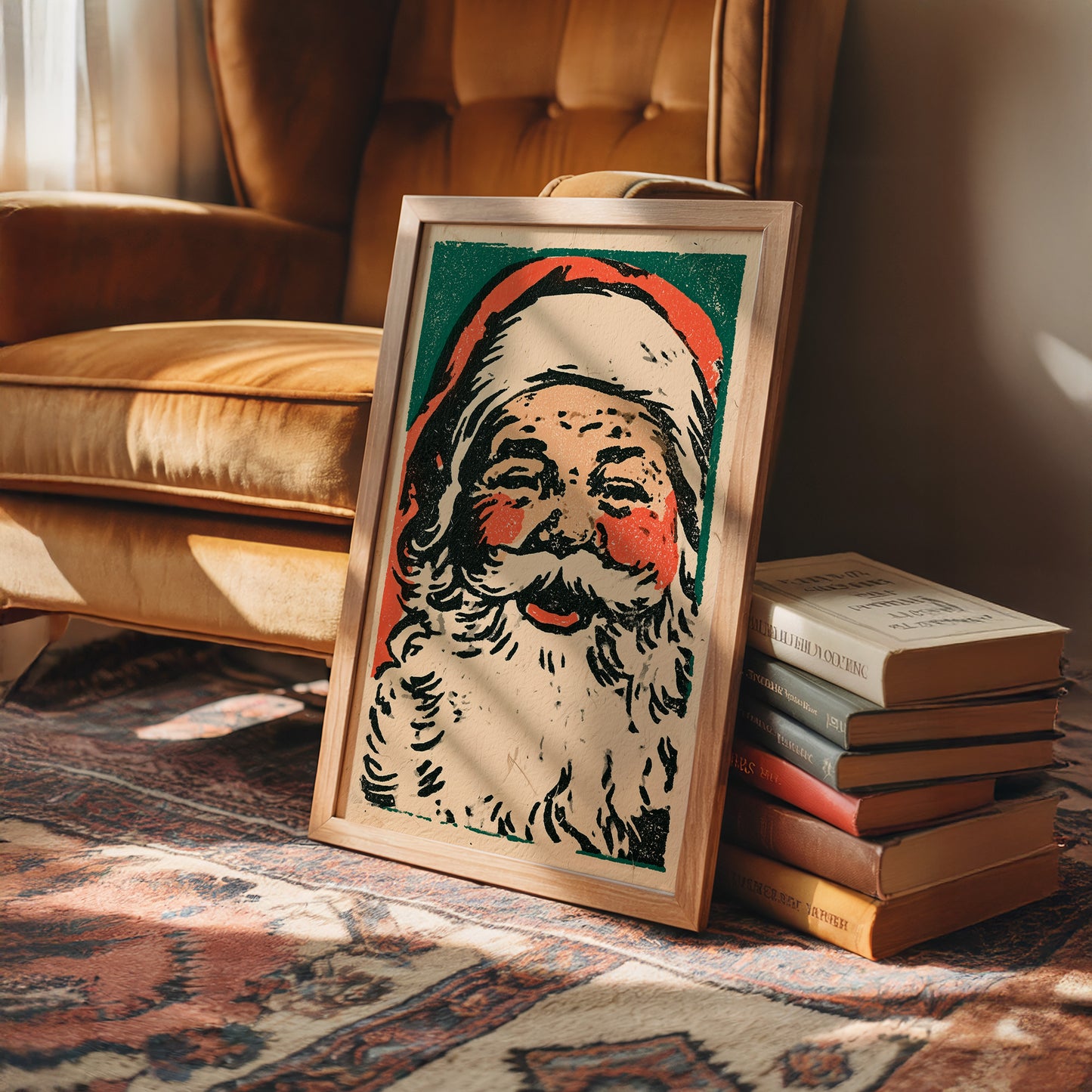 Linocut Santa Portrait
