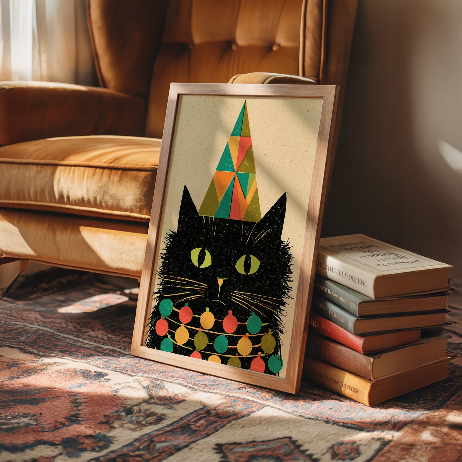 Geometric Christmas Cat