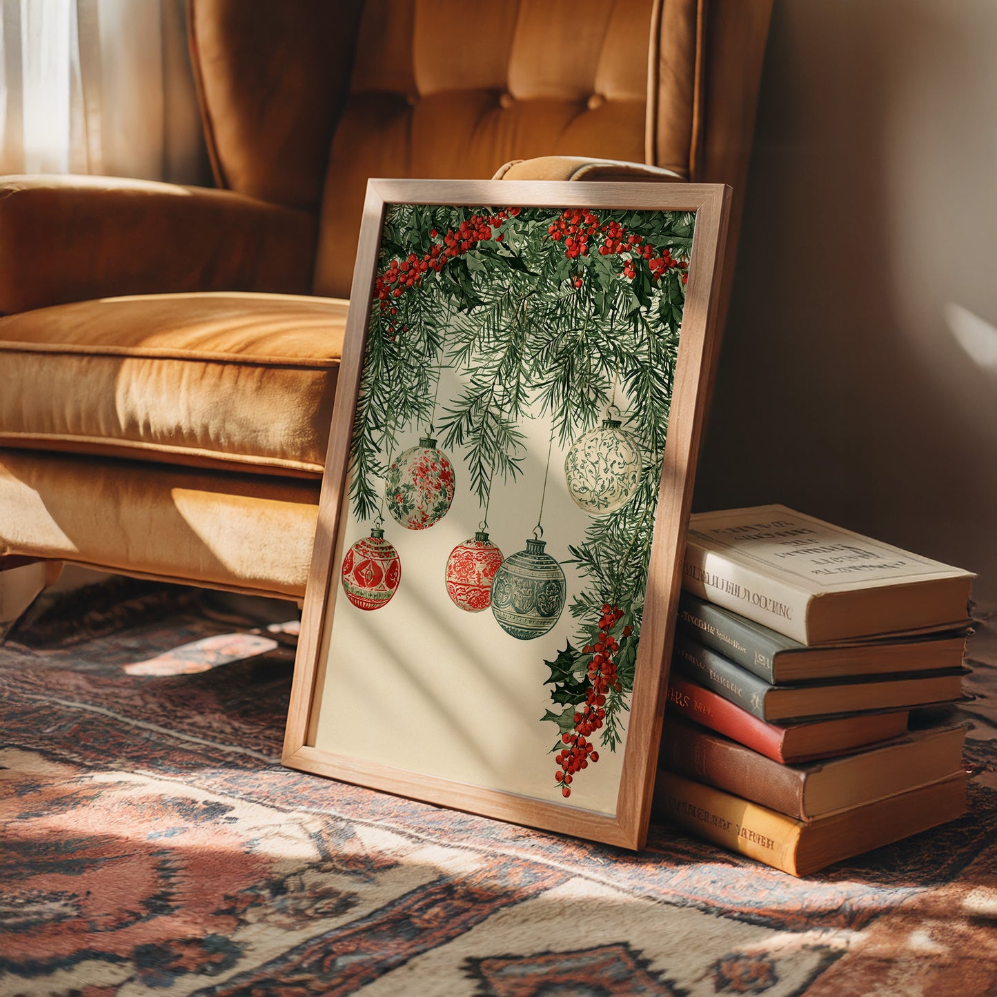 Patterned Baubles, Holly Framed