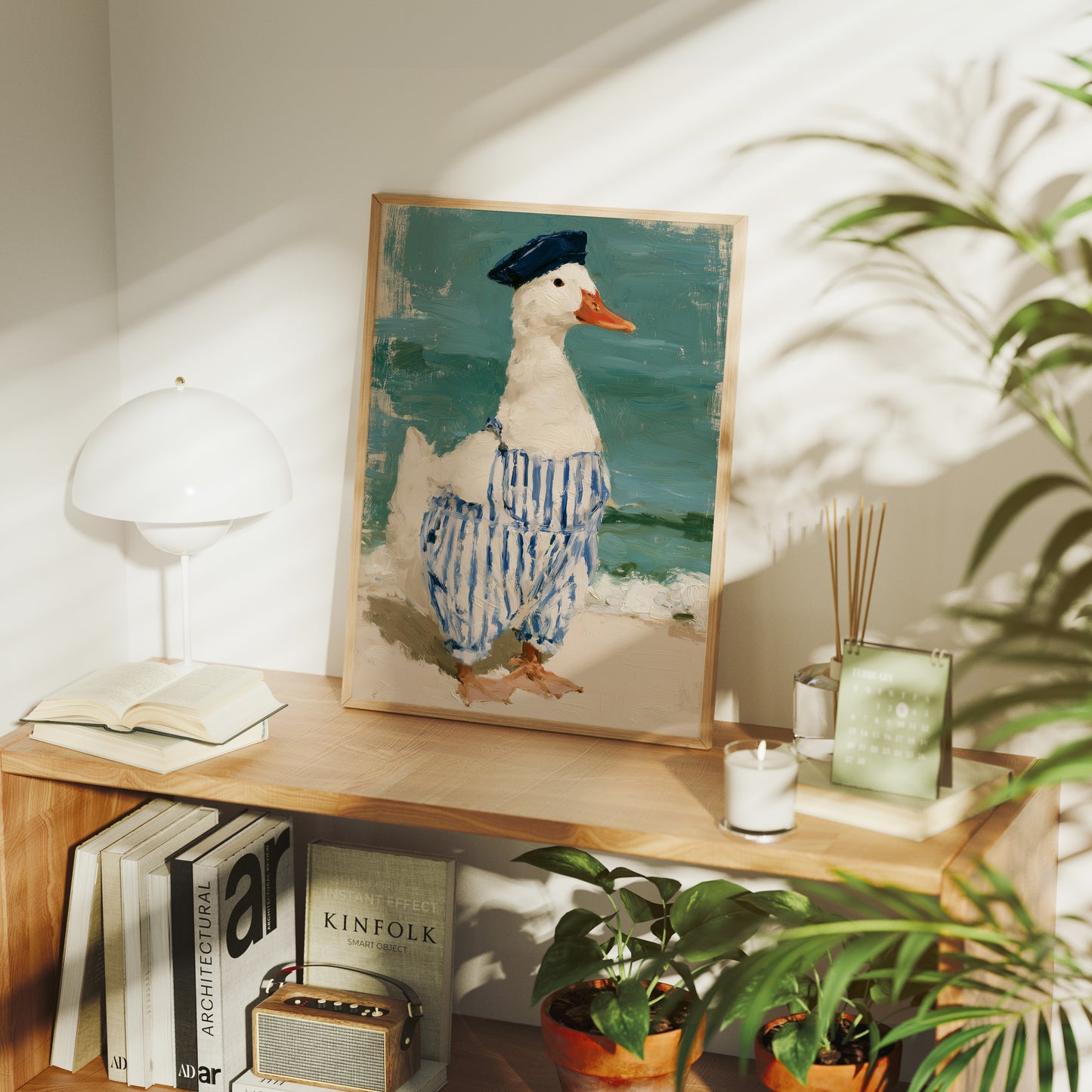 Beret Duck Strolling Beach
