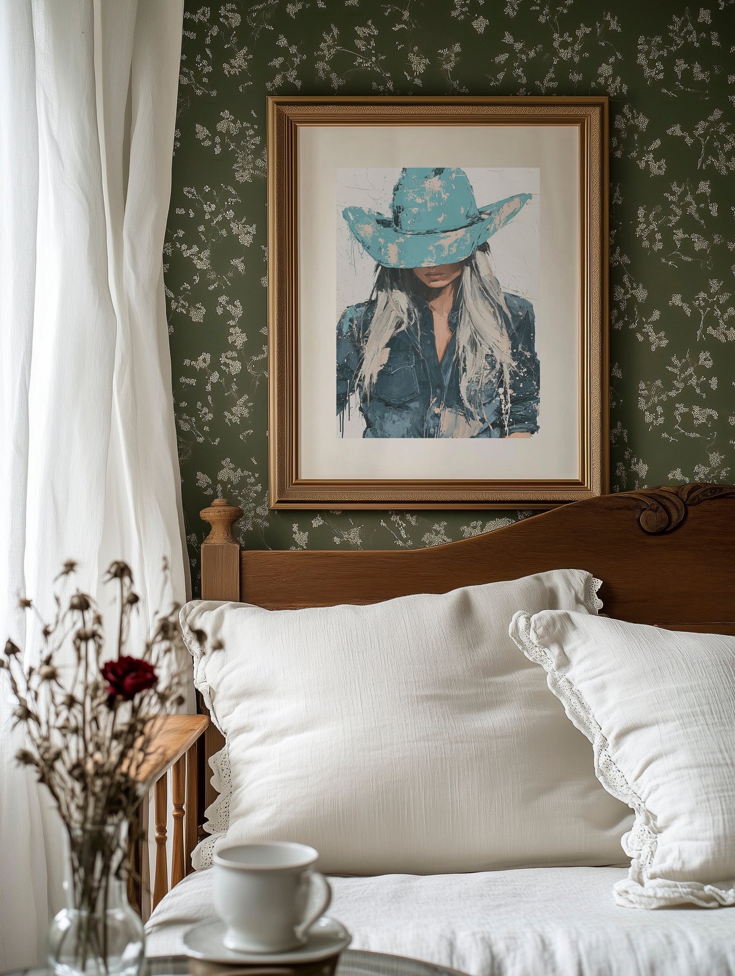 Turquoise Hat Cowgirl Portrait