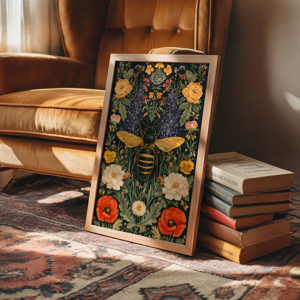 Full Buffet: Bee Among Poppies and Peonies