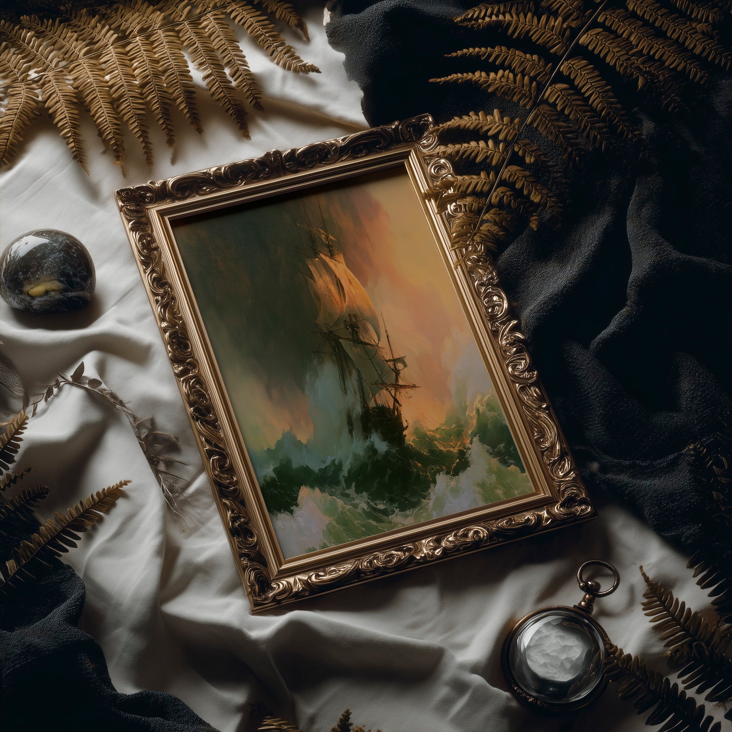 Storm-Tossed Tall Ship