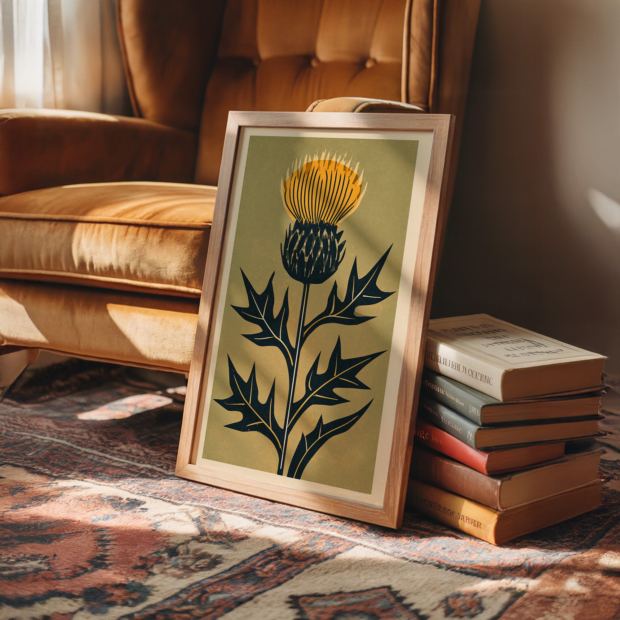 Thistle Woodblock Silhouette