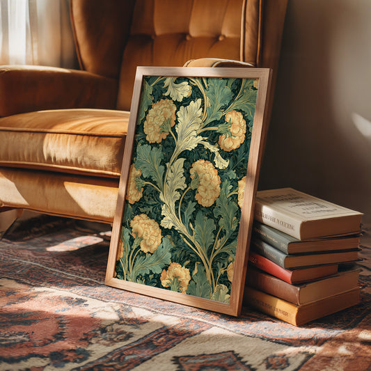 William Morris Style: Golden Carnations