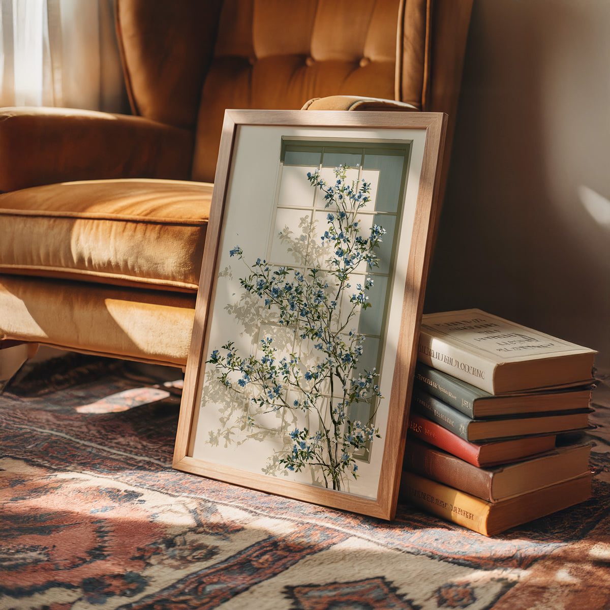 Blue Blossoms at the Windowpane