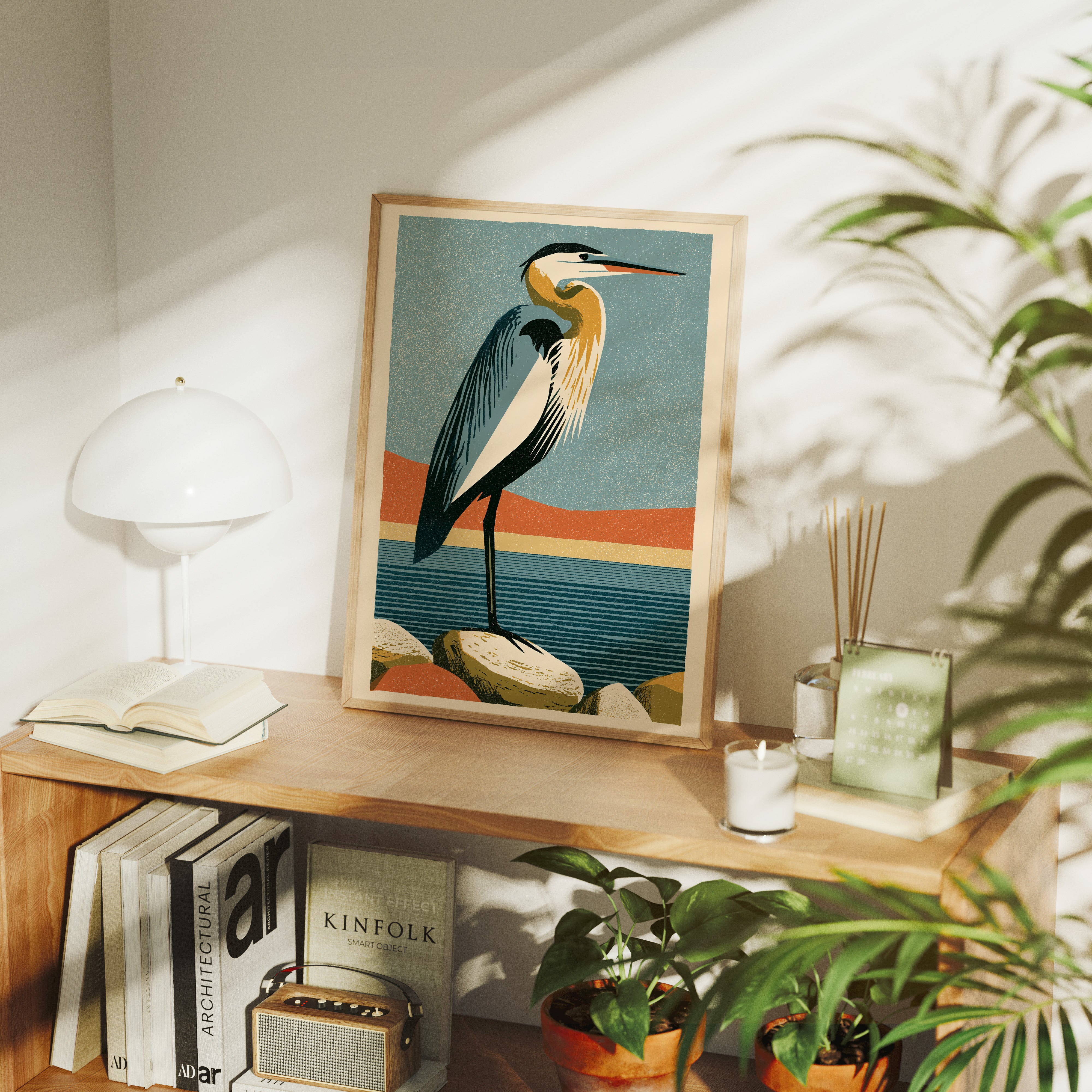 Coastal Heron at the Water's Edge