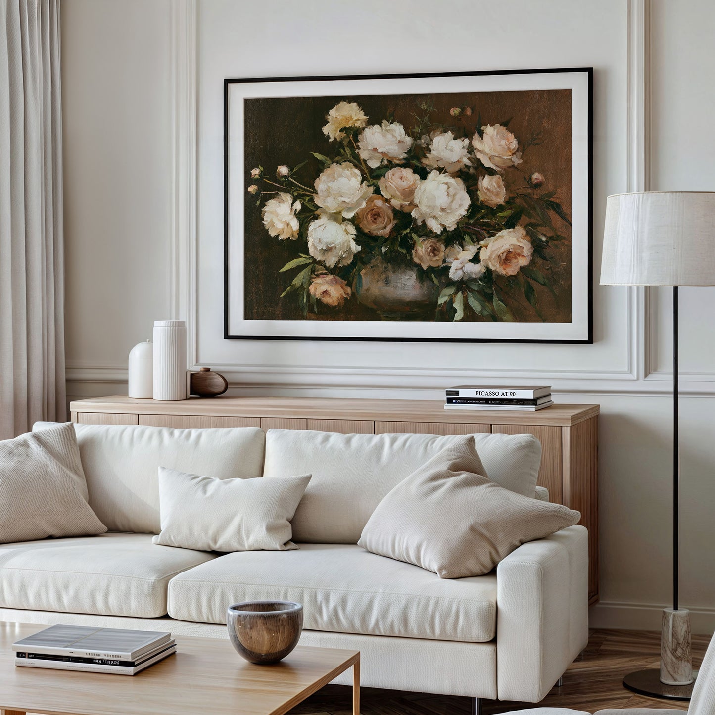 Roses and Peonies, Antique Vase