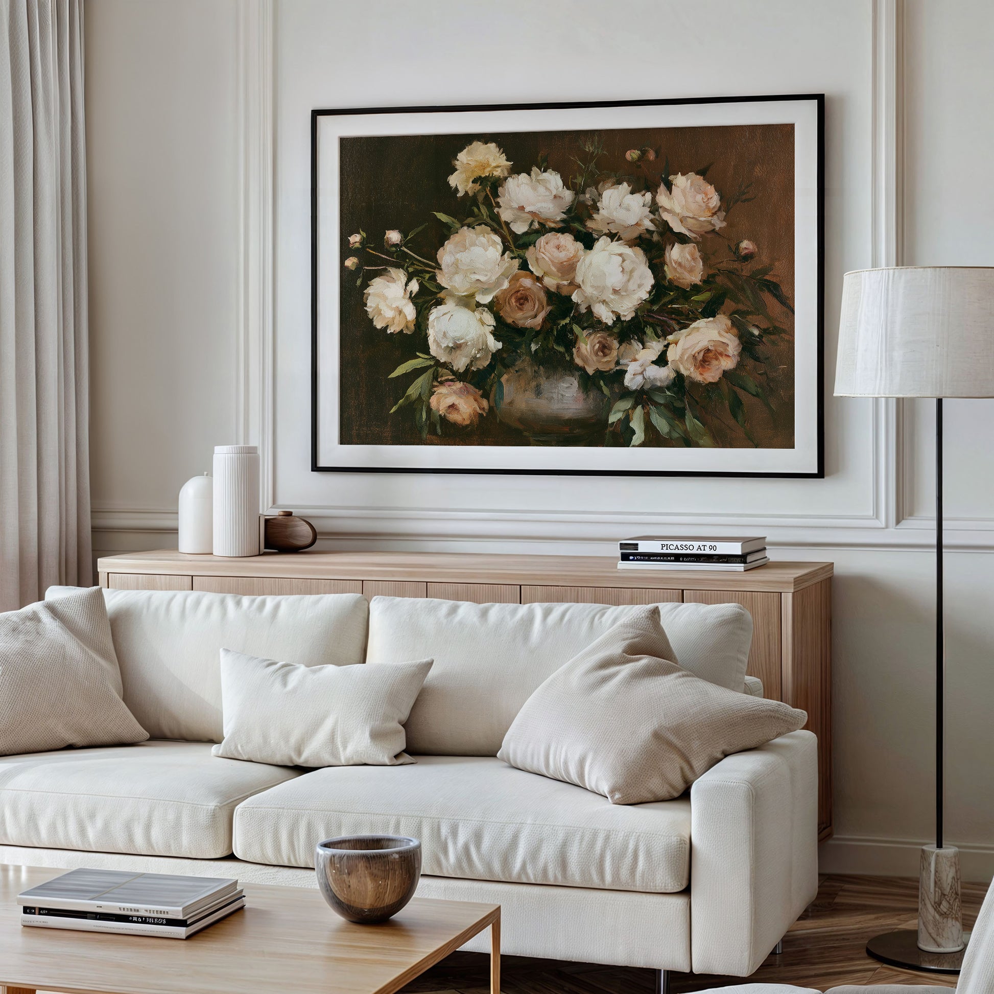 Roses and Peonies, Antique Vase