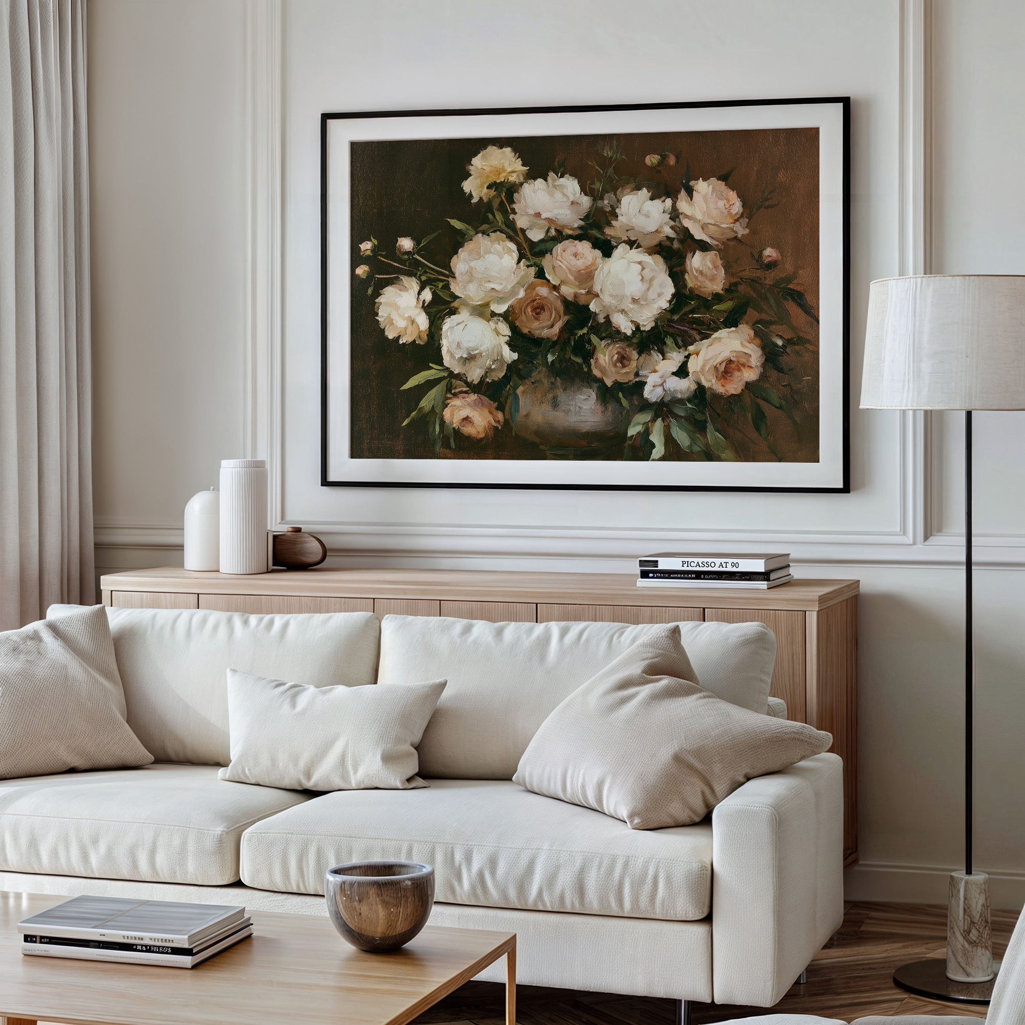 Roses and Peonies, Antique Vase
