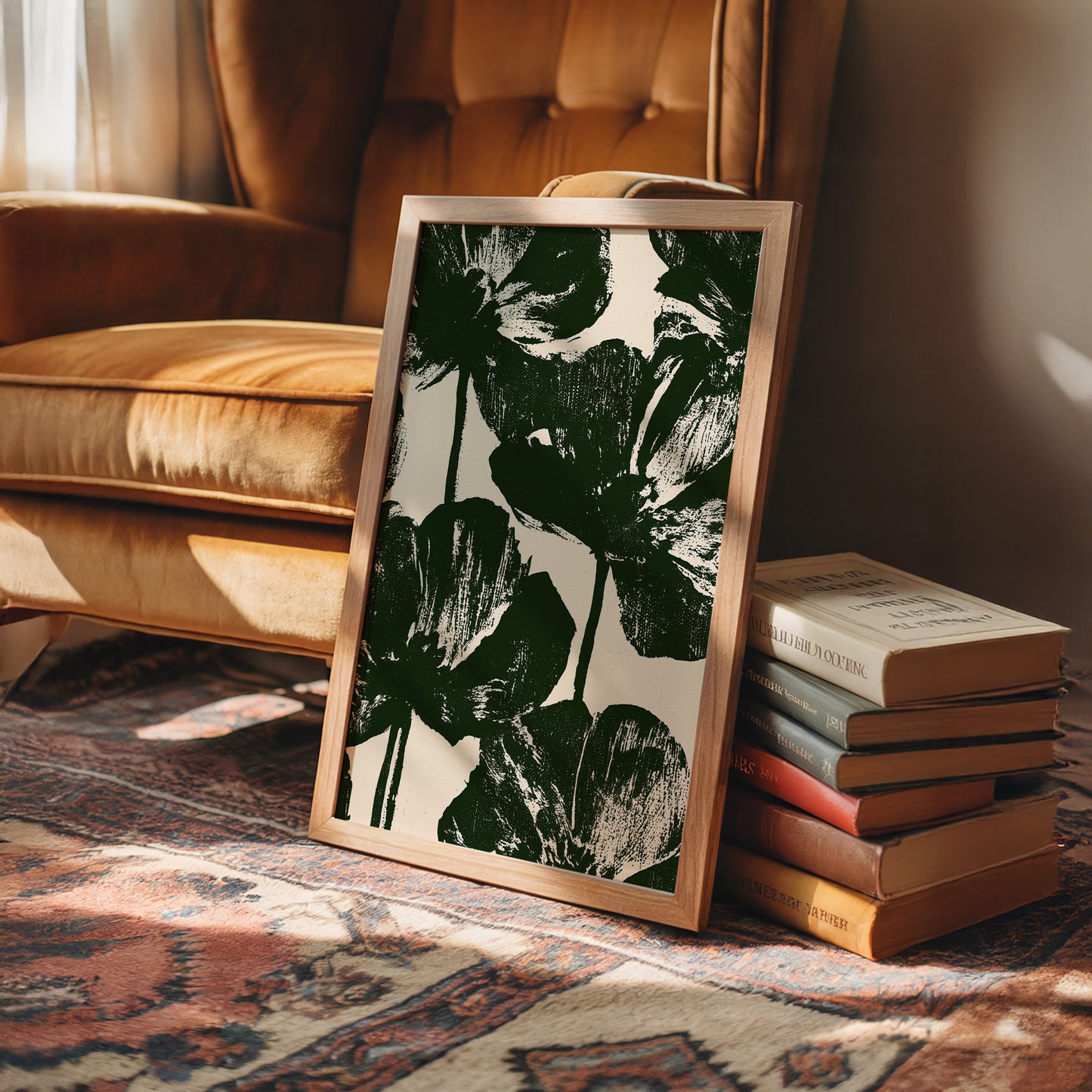 Forest Green Silhouette Blooms