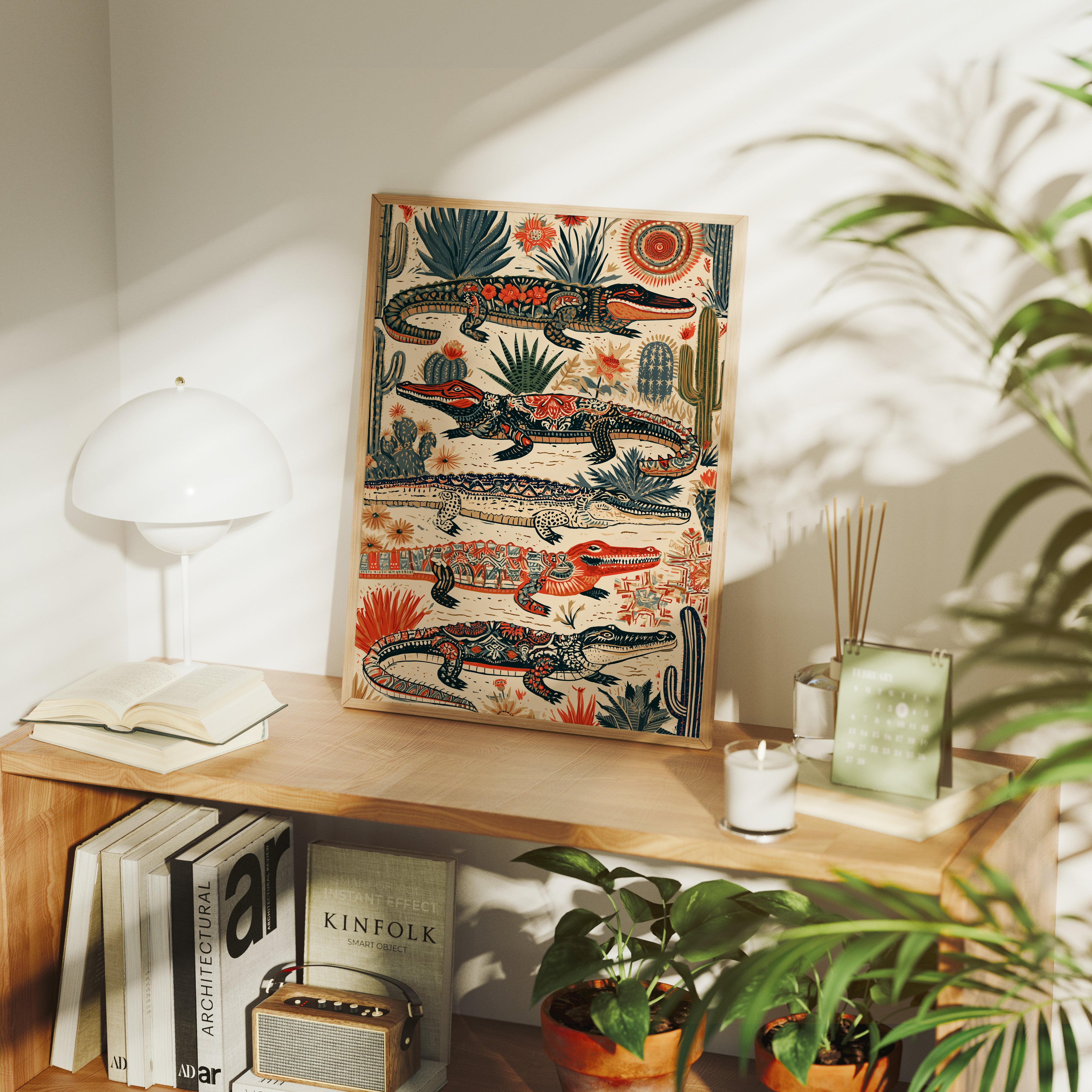 Desert Alligators in Folk Pattern