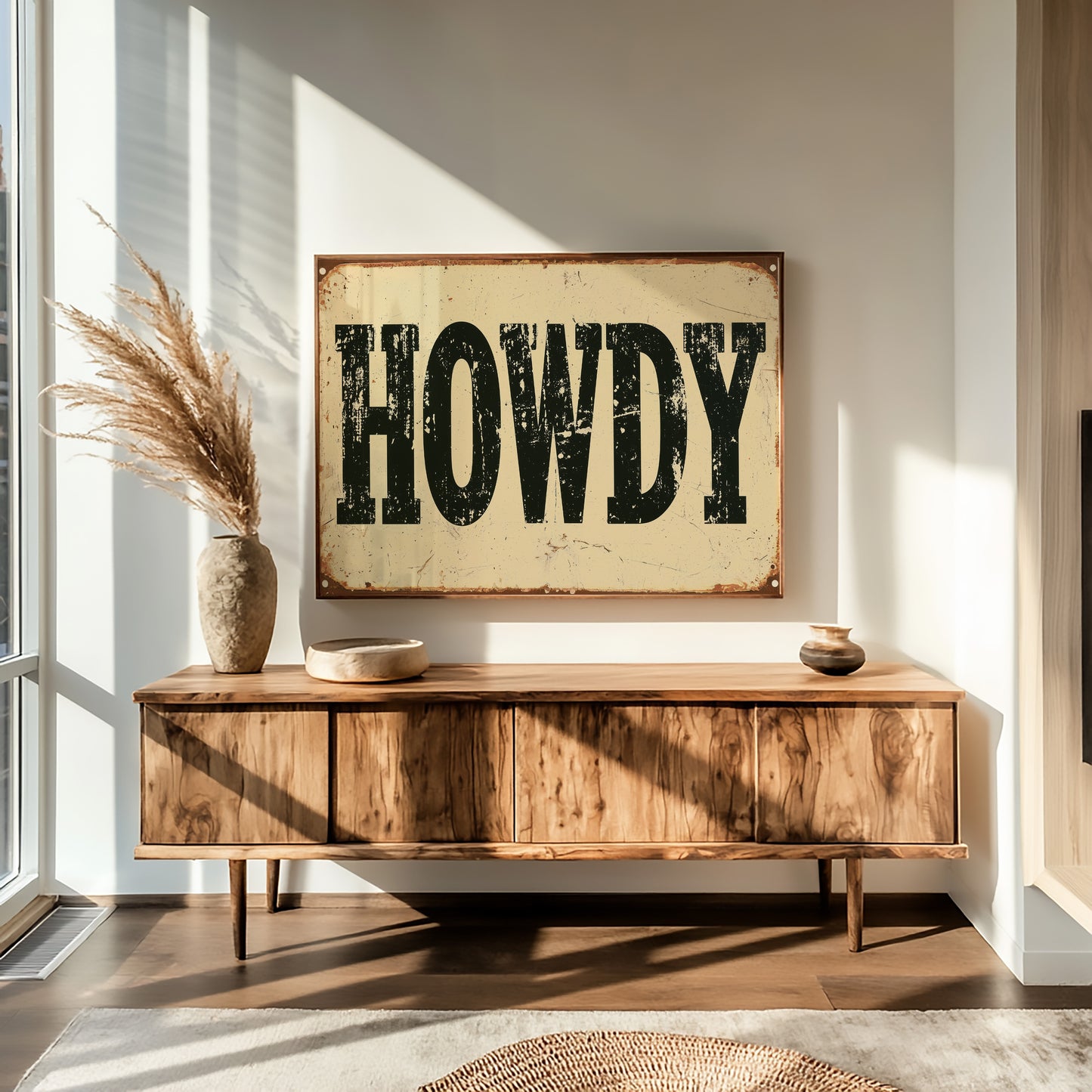 Howdy, Rusted Tin Sign