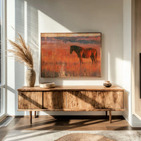 Grazing Horse, Crimson Dusk