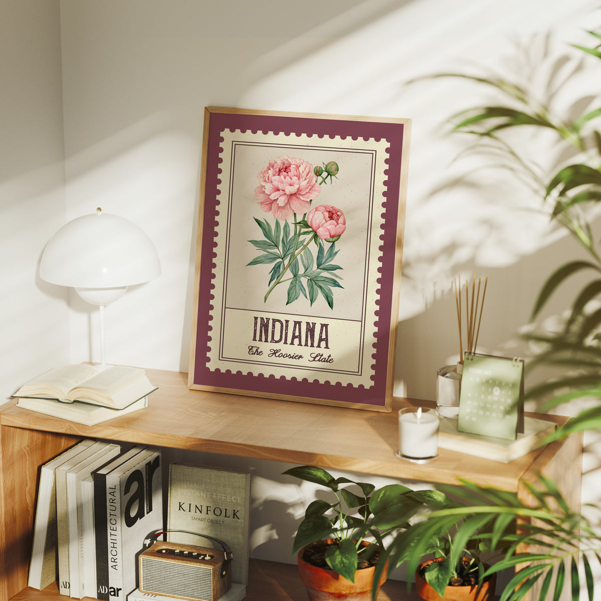Indiana Peony Watercolor Stamp
