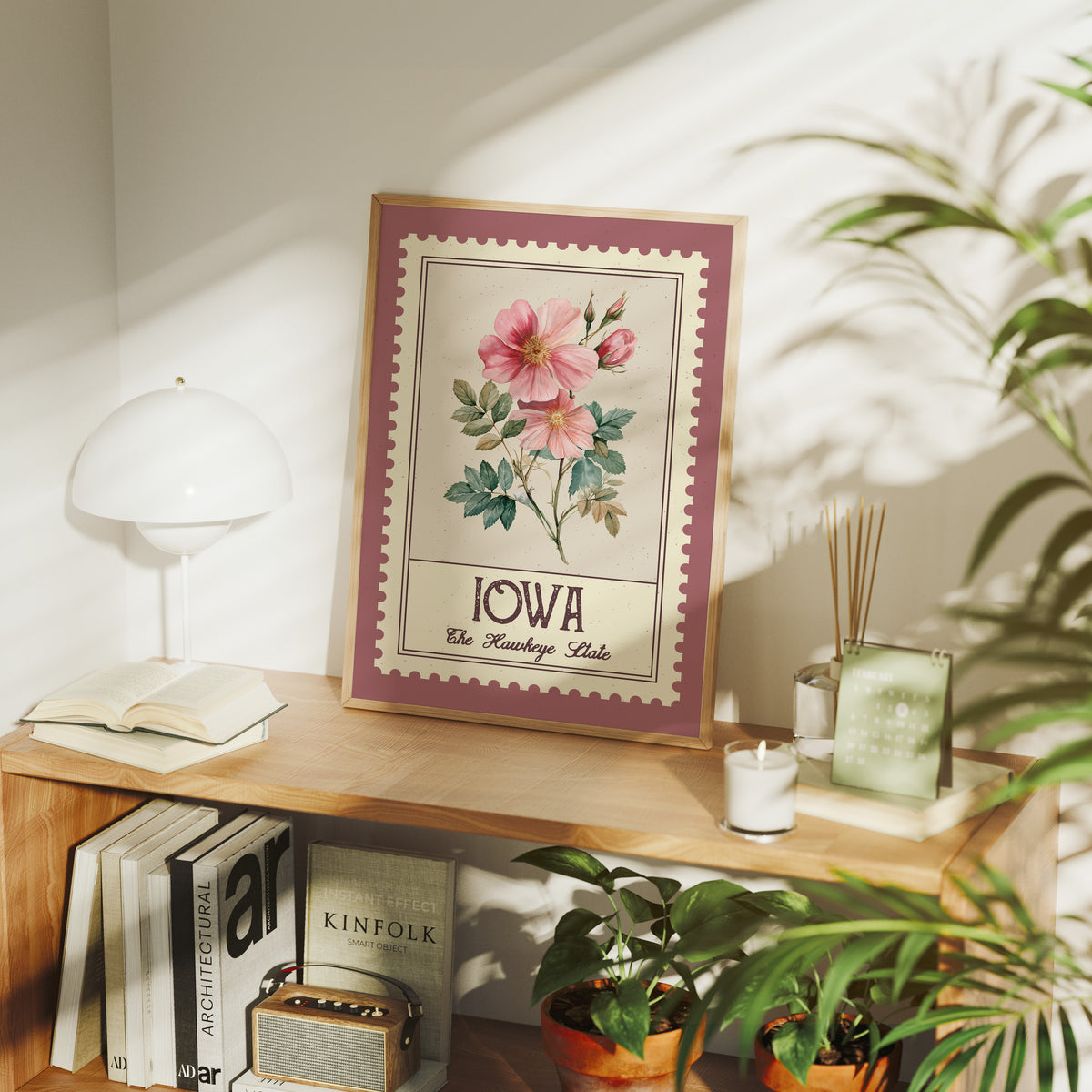 Iowa Wild Rose Watercolor Stamp