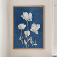 Ivory Blooms Against Blue